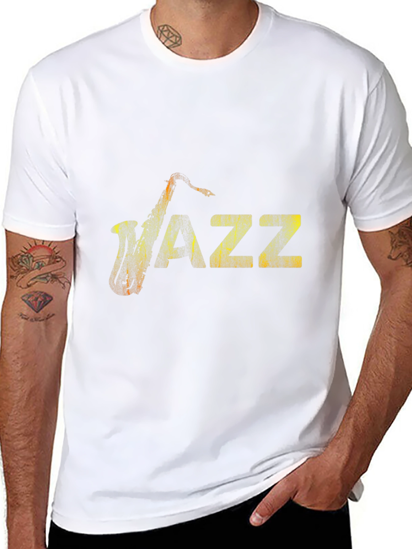 Jazz Music Graphic Tee - Black Cotton Saxophone Shirt