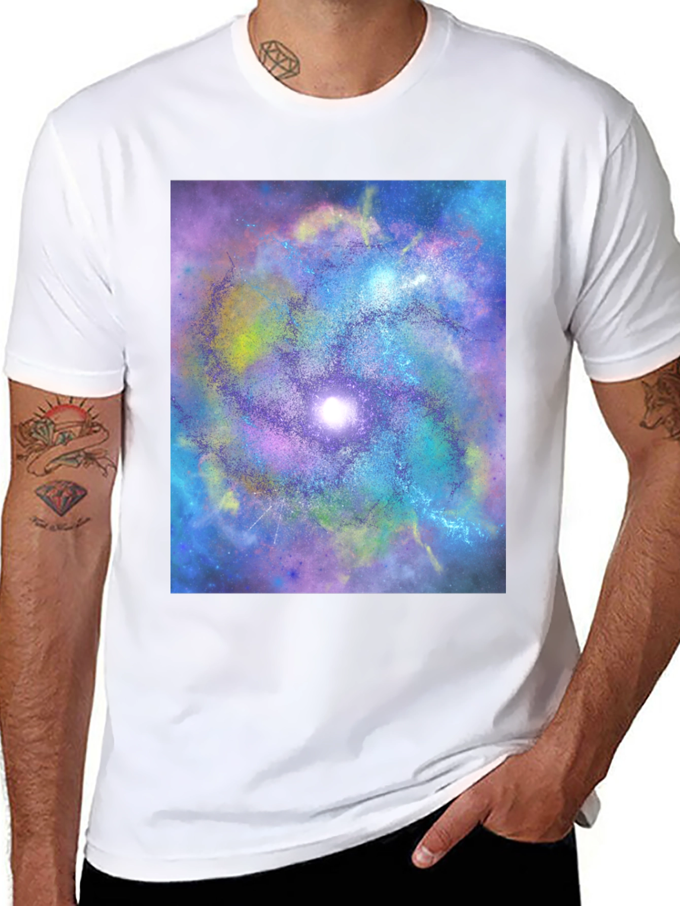 Galaxy Swirl Graphic Tee - Black Cotton Comfort