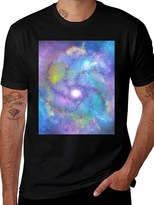 Galaxy Swirl Graphic Tee - Black Cotton Comfort