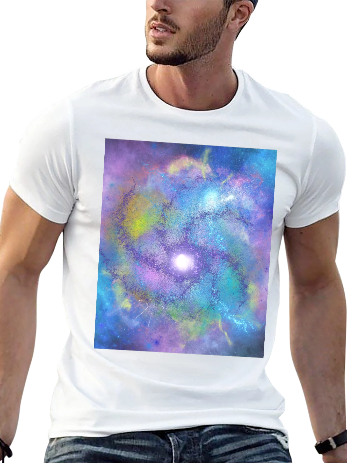 Galaxy Swirl Graphic Tee - Black Cotton Comfort