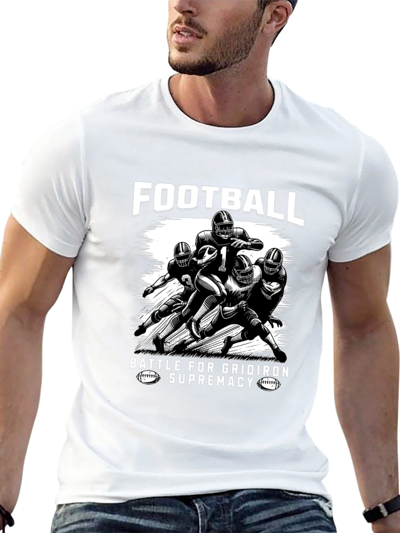 Football Battle Supremacy Black Graphic Tee