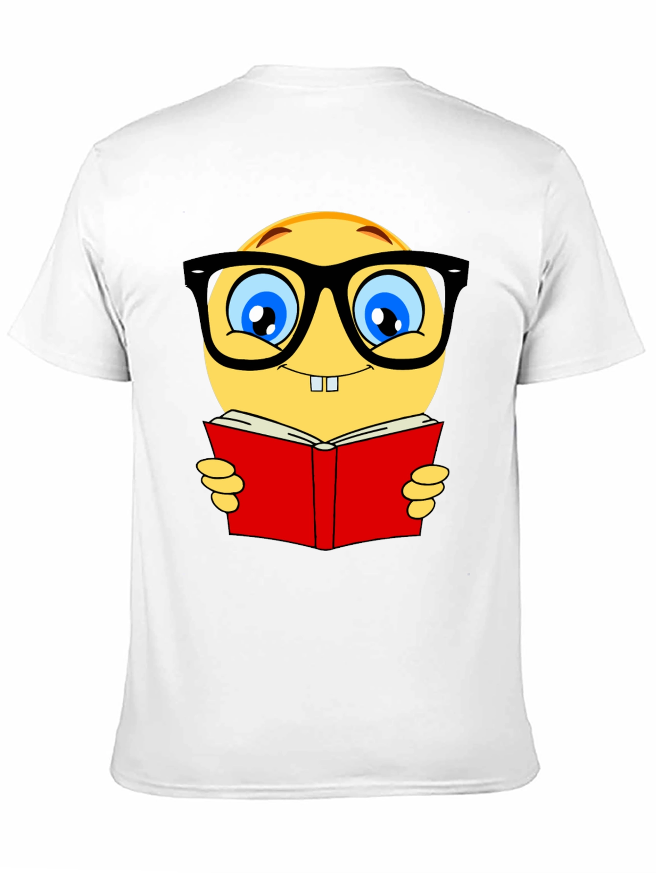 Nerdy Emoji Reading Book T-Shirt - Black Cotton Tee