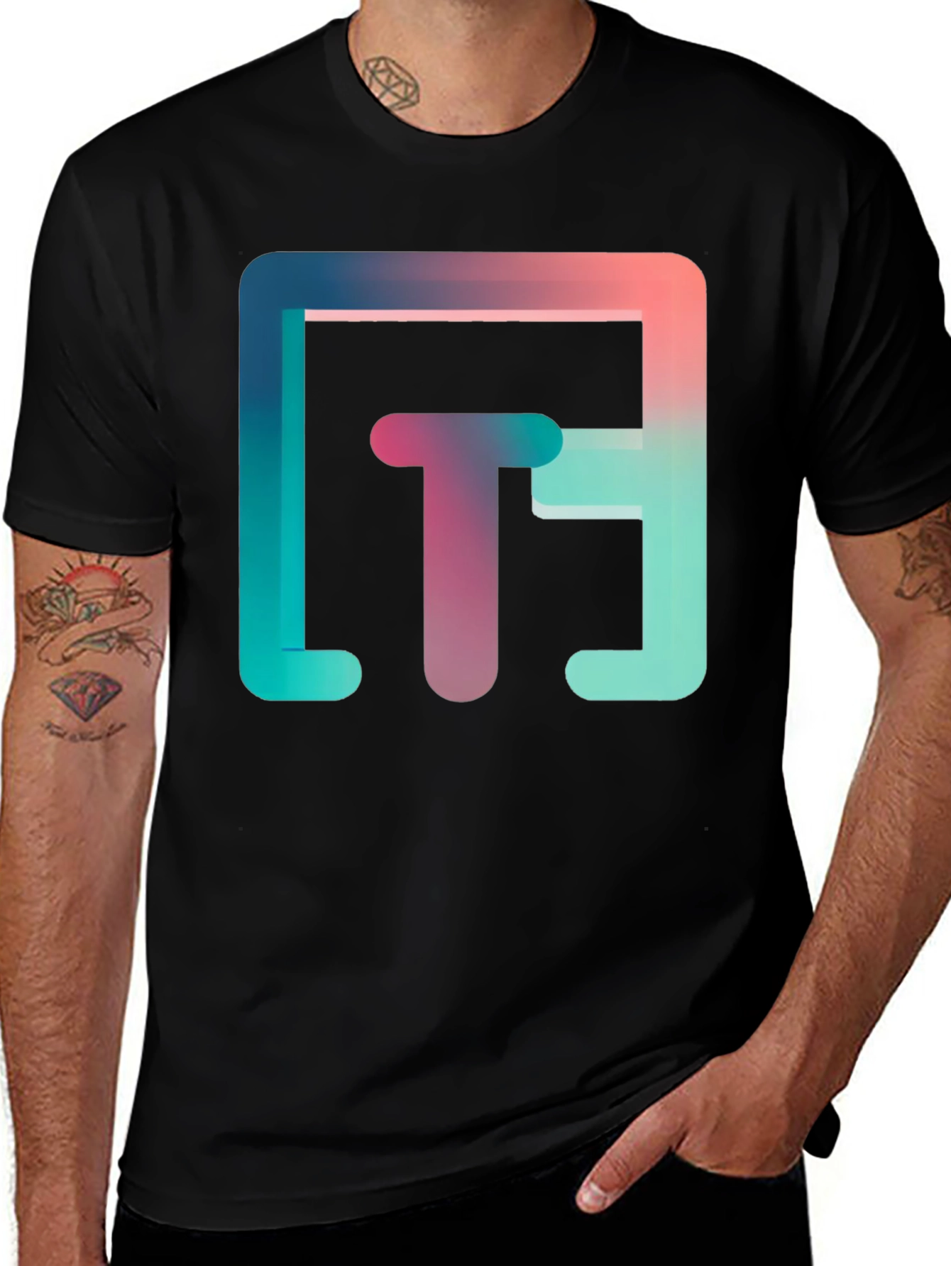 Abstract Gradient Graphic Tee - Modern Style