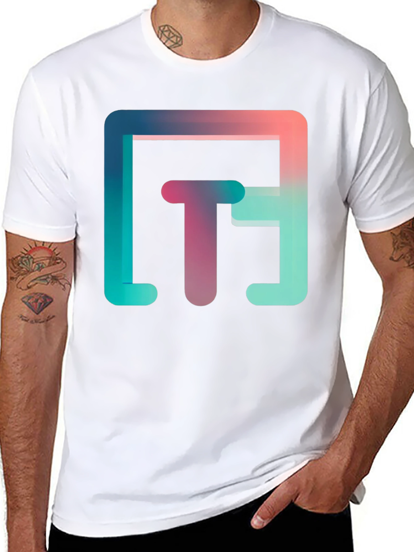 Abstract Gradient Graphic Tee - Modern Style