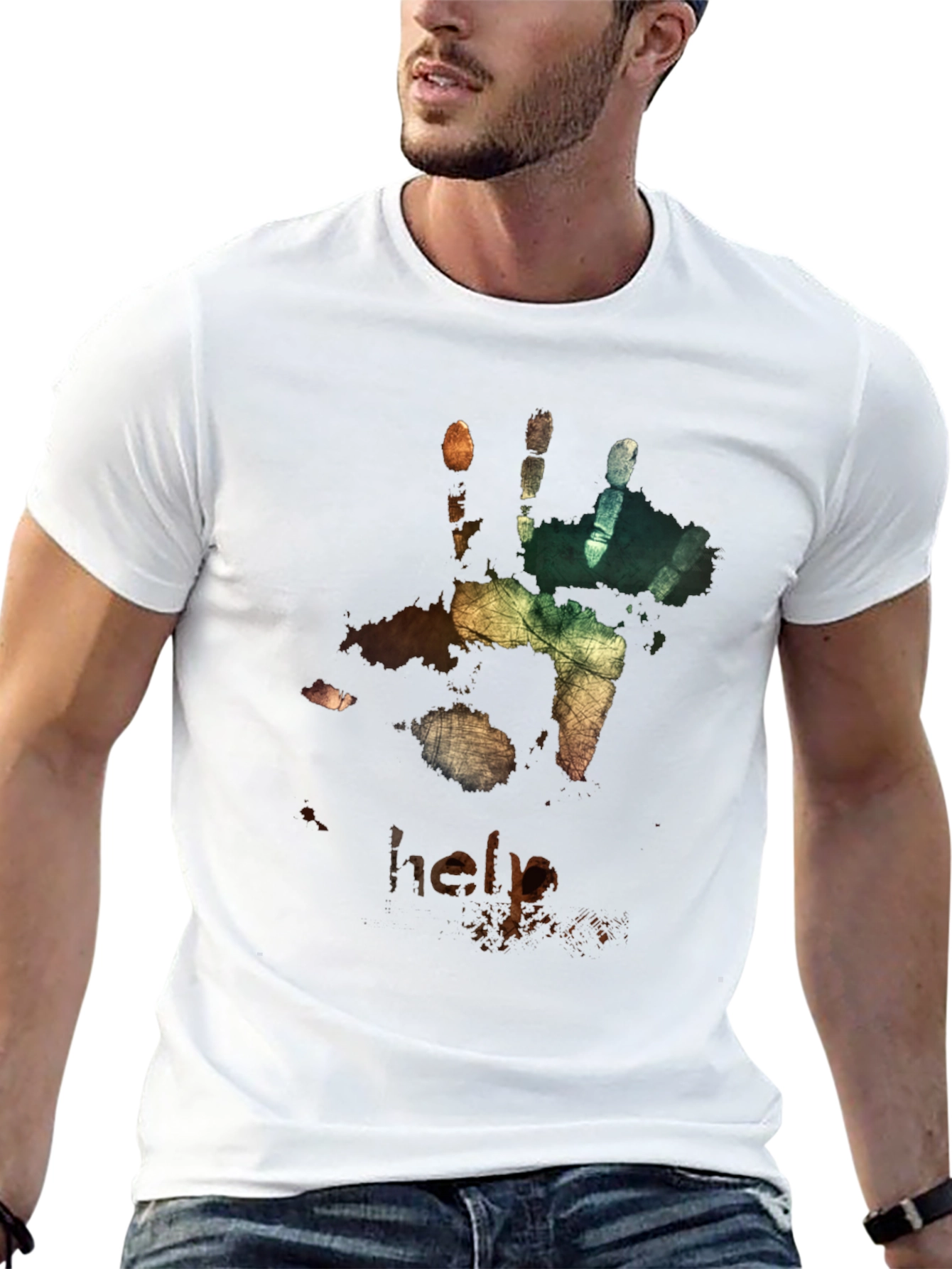 Distressed Handprint T-Shirt - Help Graphic Tee