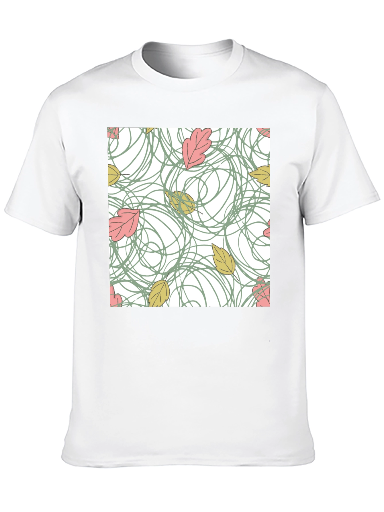 Autumn Leaves Pattern T-Shirt - Black