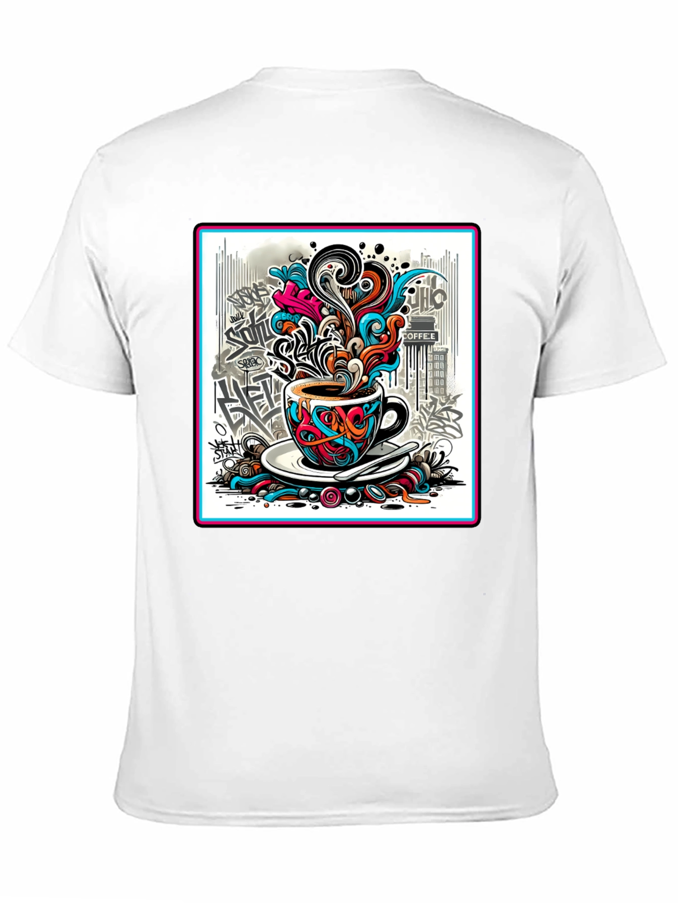 Graffiti Coffee Cup Black T-Shirt