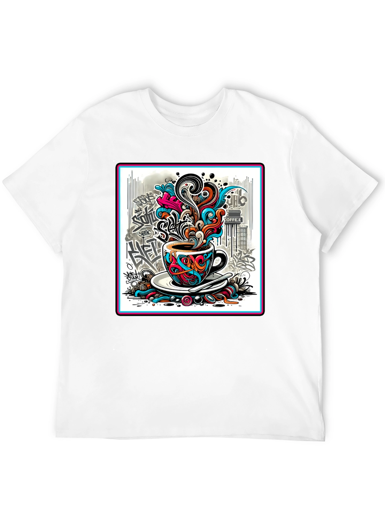 Graffiti Coffee Cup Black T-Shirt