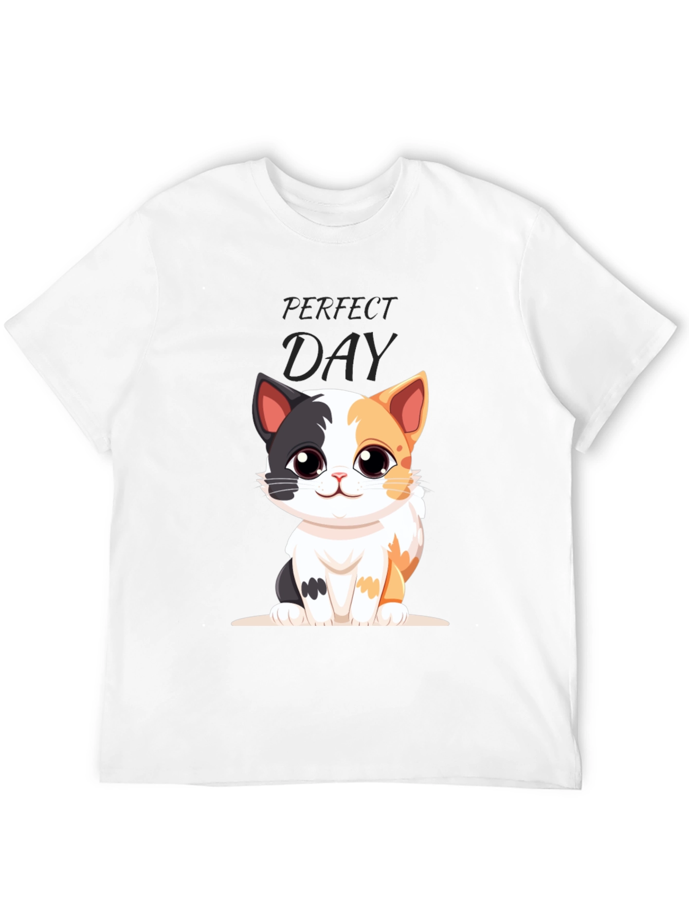 Perfect Day Cat Cartoon Black T-Shirt