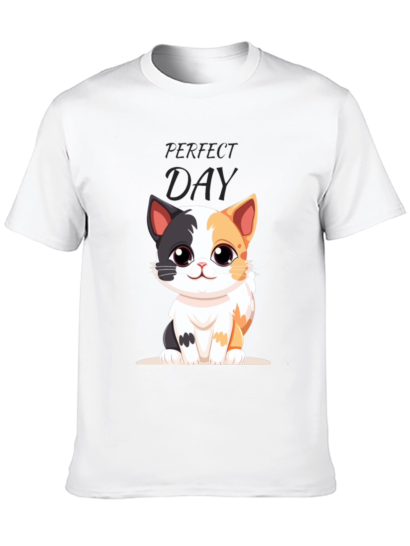 Perfect Day Cat Cartoon Black T-Shirt