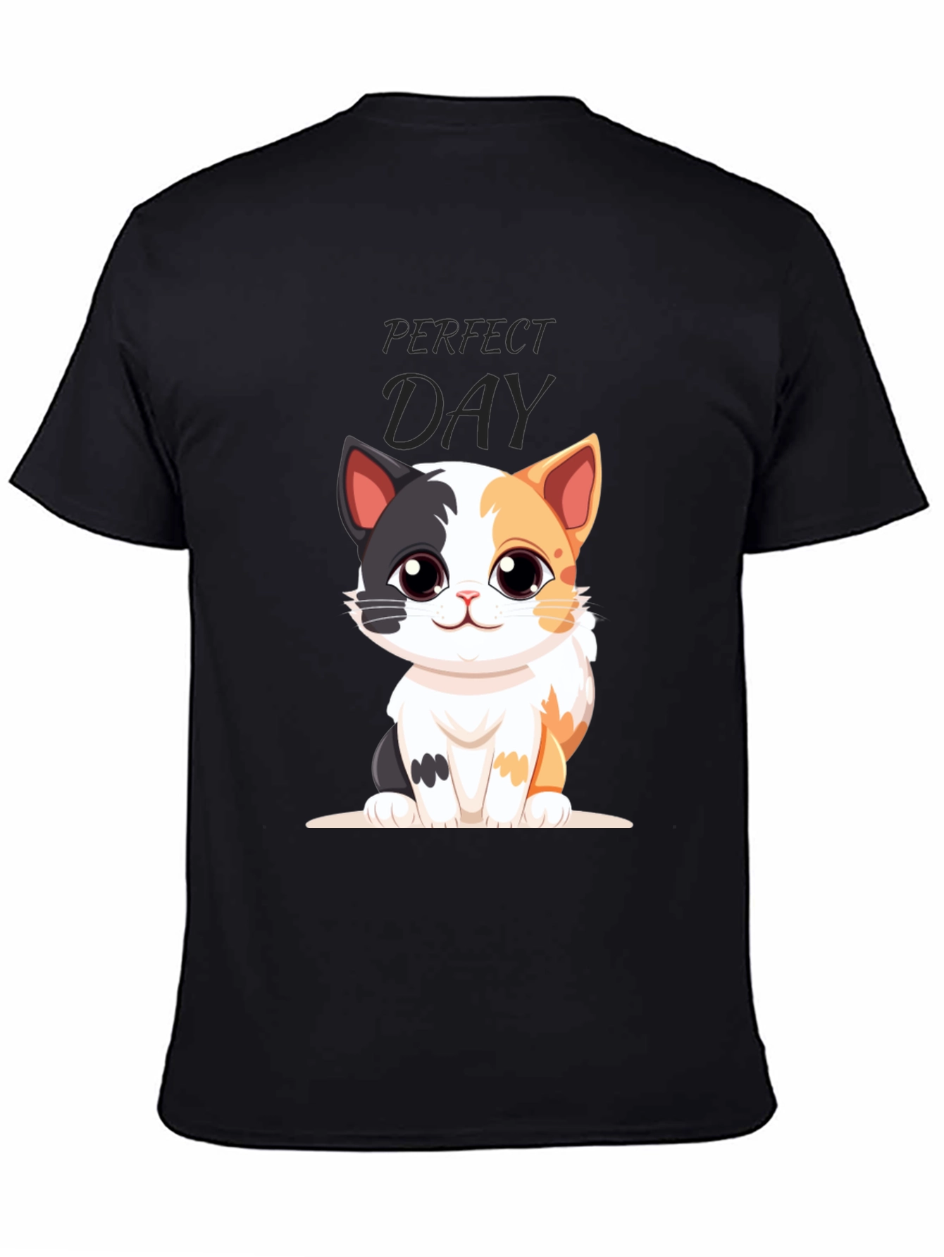 Perfect Day Cat Cartoon Black T-Shirt