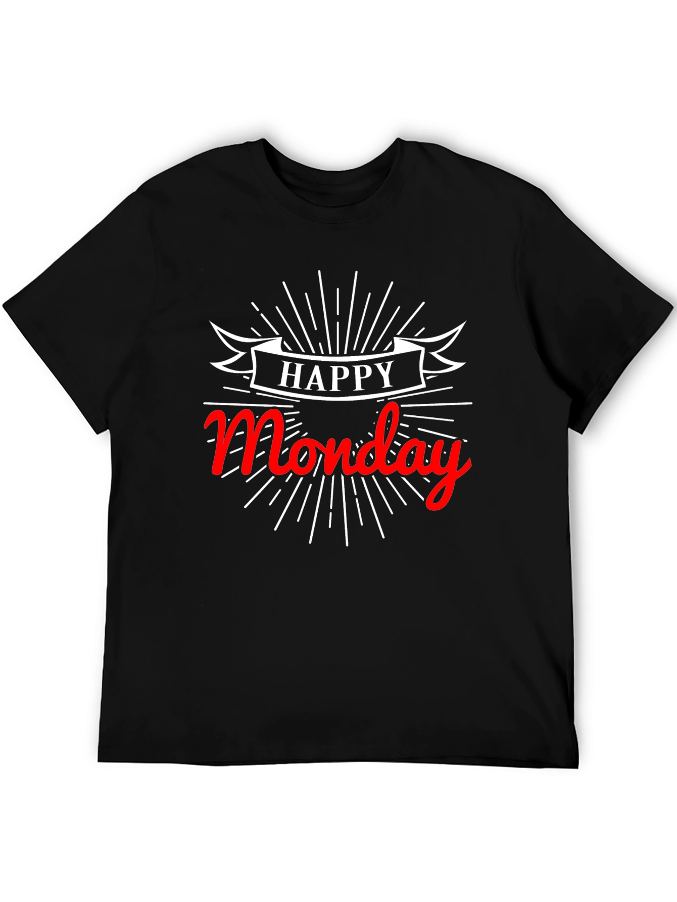 Happy Monday Black Graphic Tee Shirt