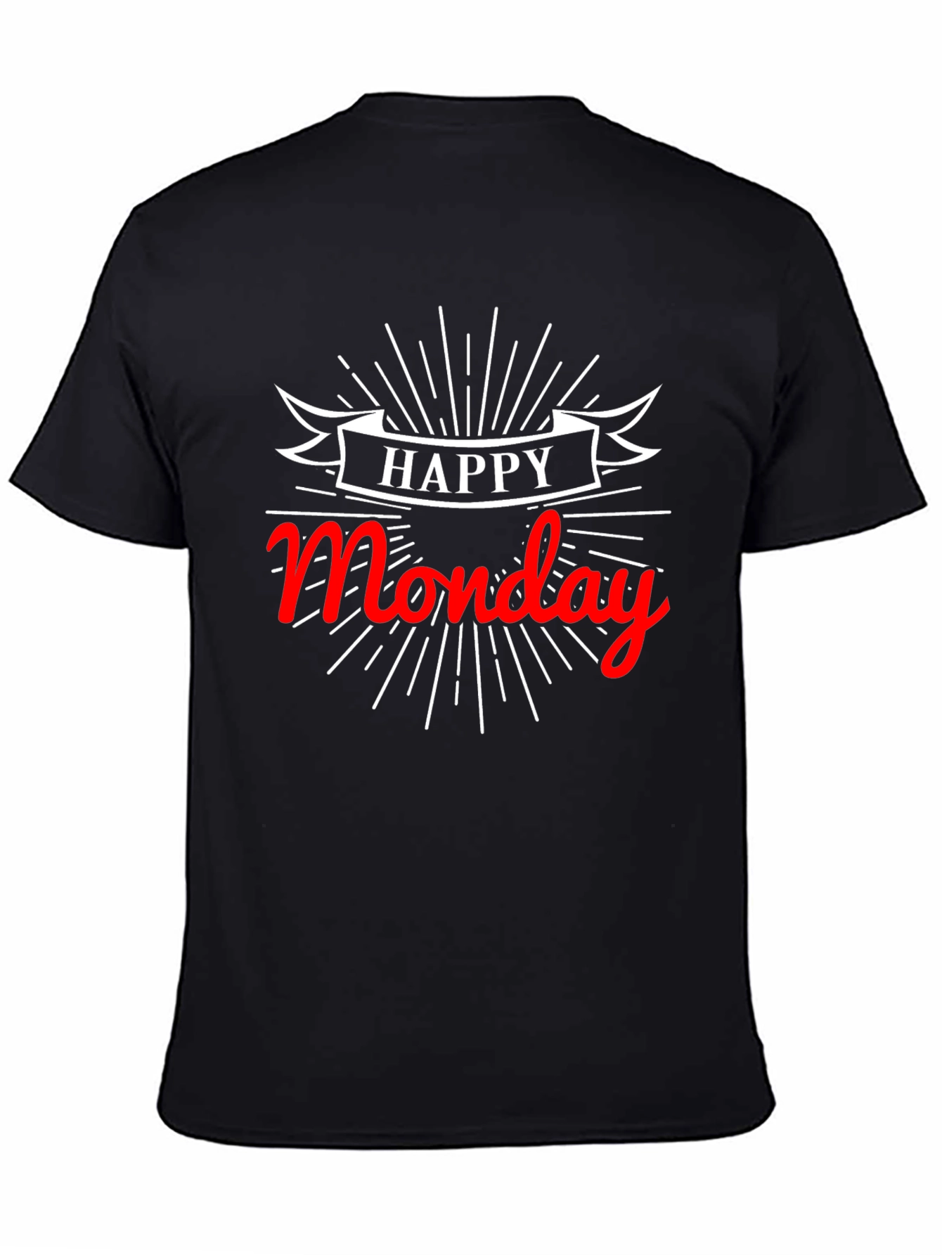 Happy Monday Black Graphic Tee Shirt