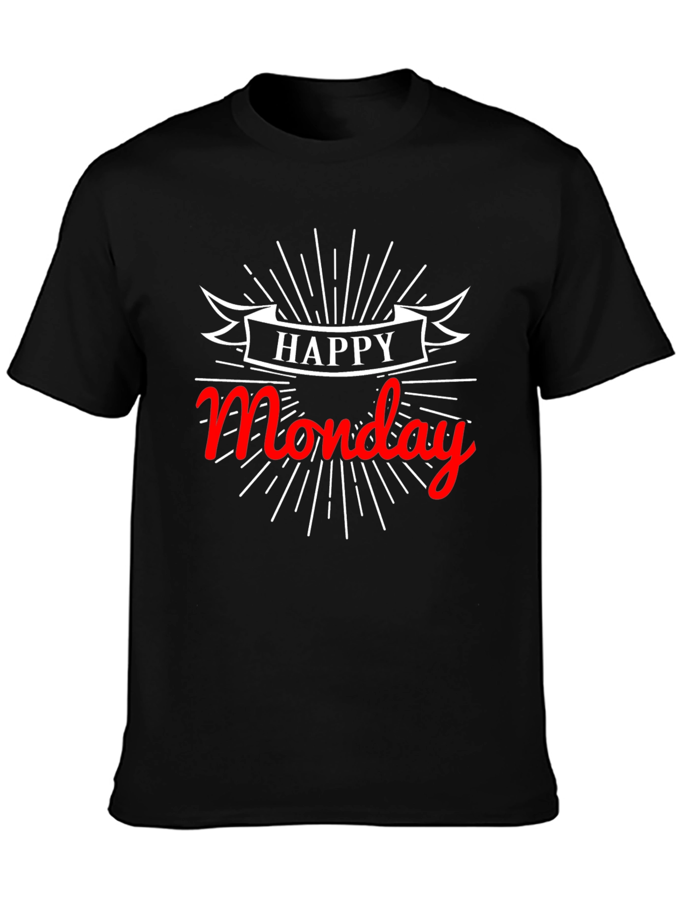 Happy Monday Black Graphic Tee Shirt