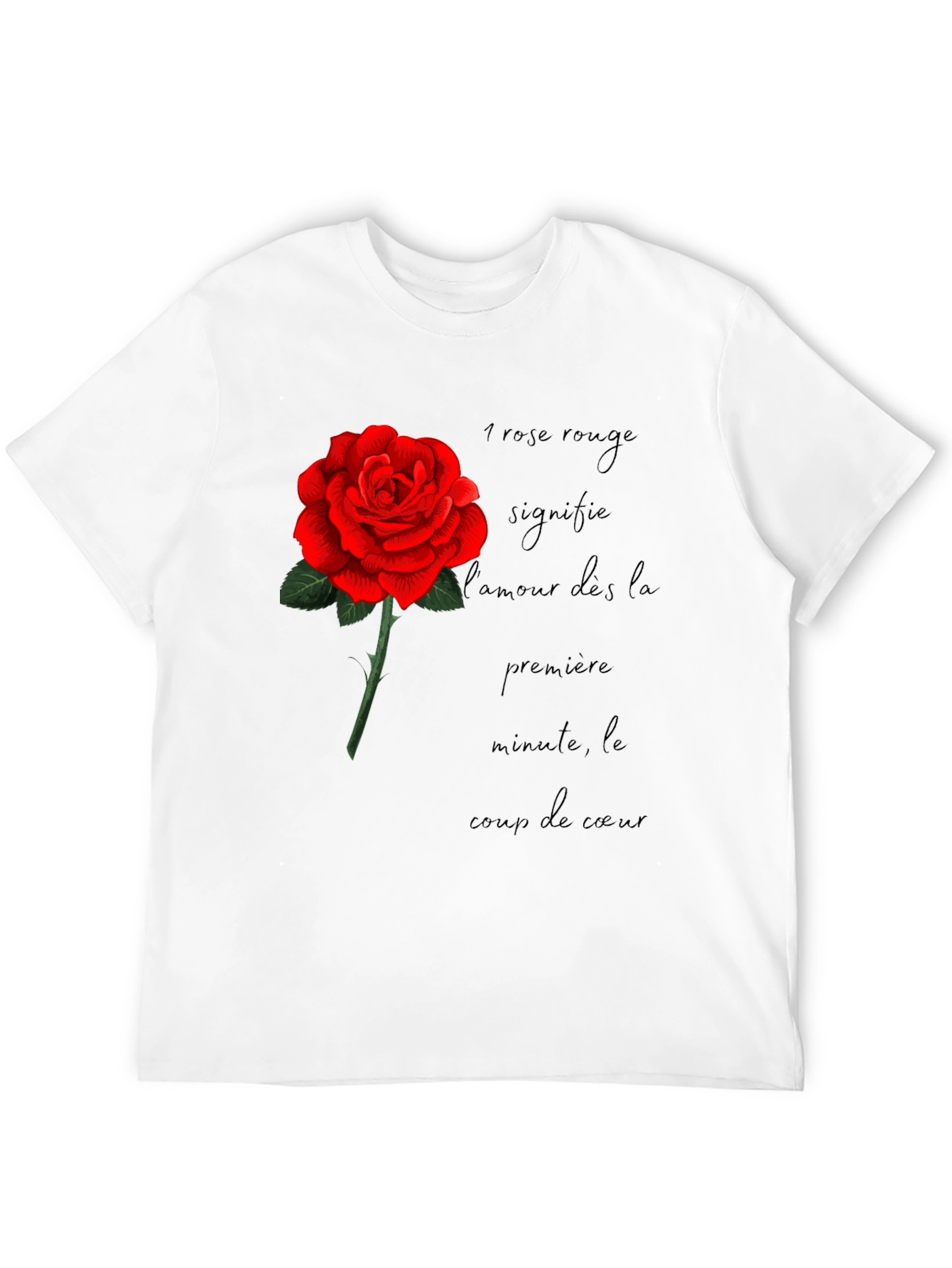 Red Rose Love Graphic Black T-Shirt