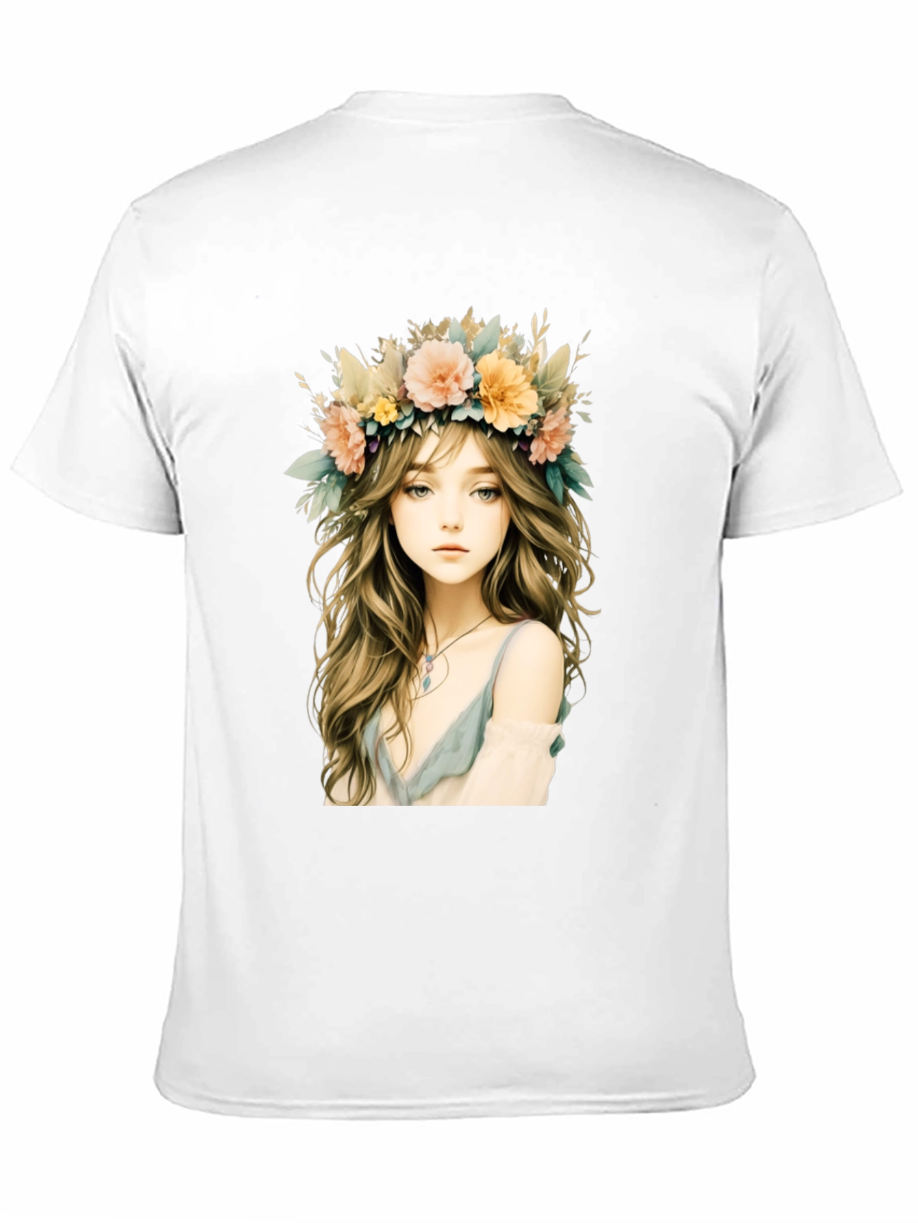 Floral Crown Girl Graphic Black T-Shirt
