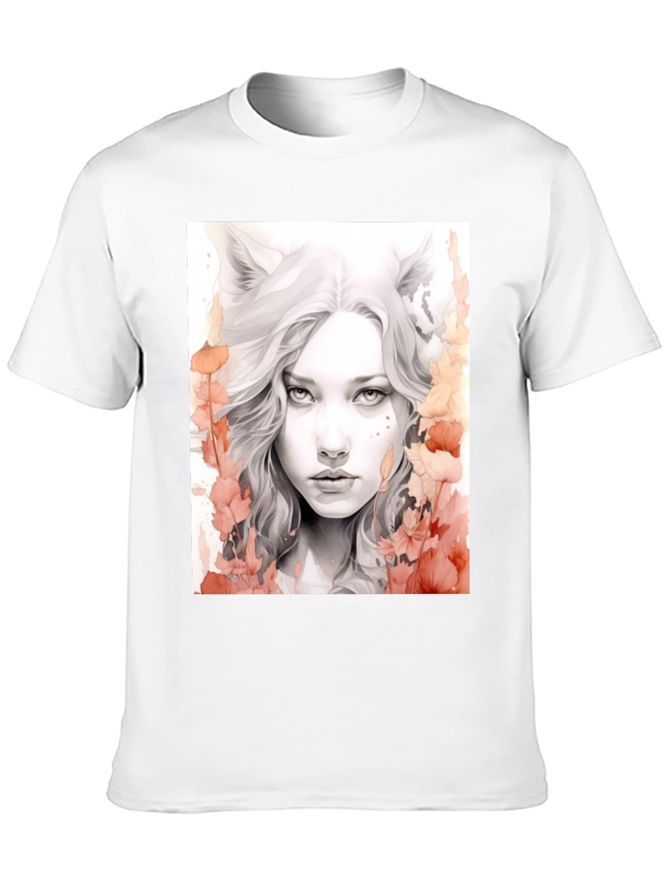Wolf Girl Graphic Tee - Black Cotton T-Shirt