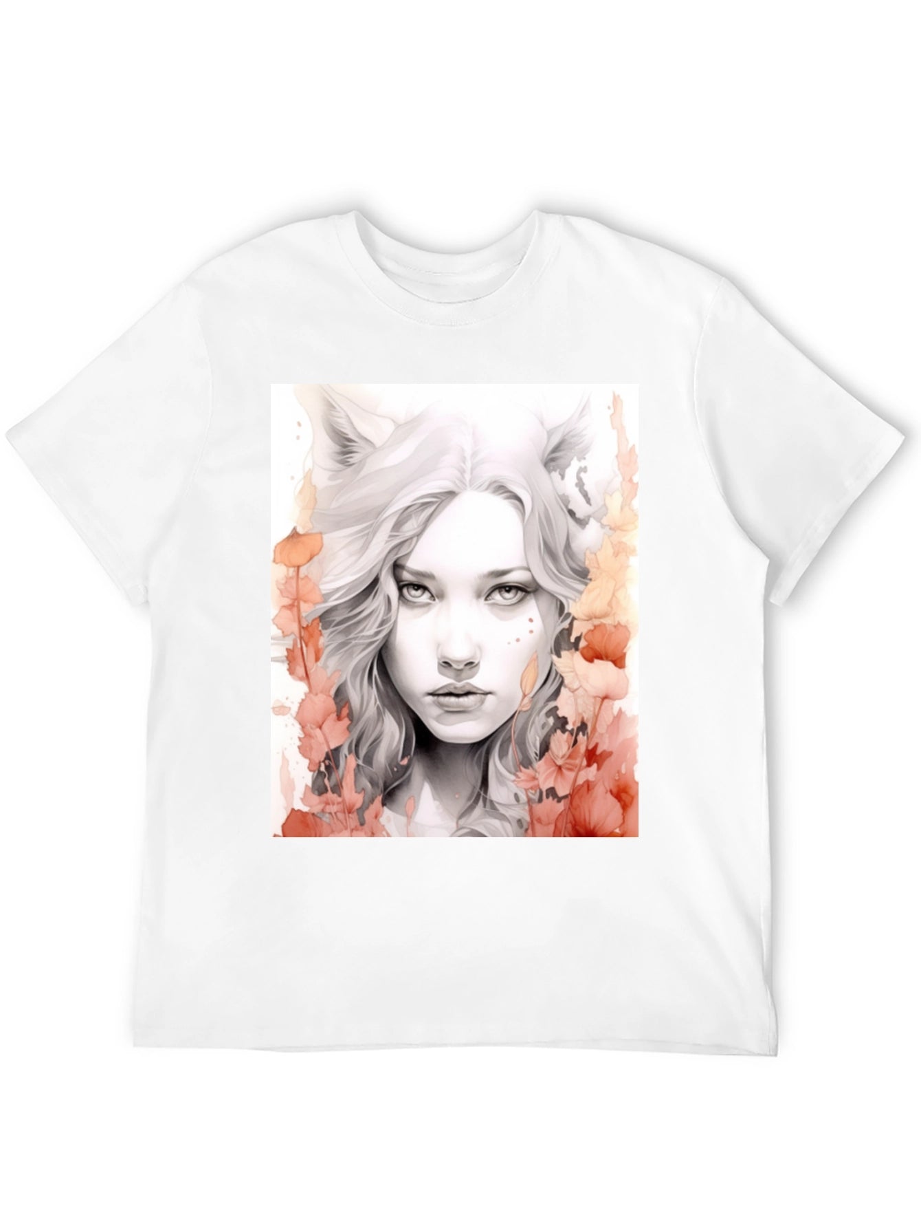 Wolf Girl Graphic Tee - Black Cotton T-Shirt