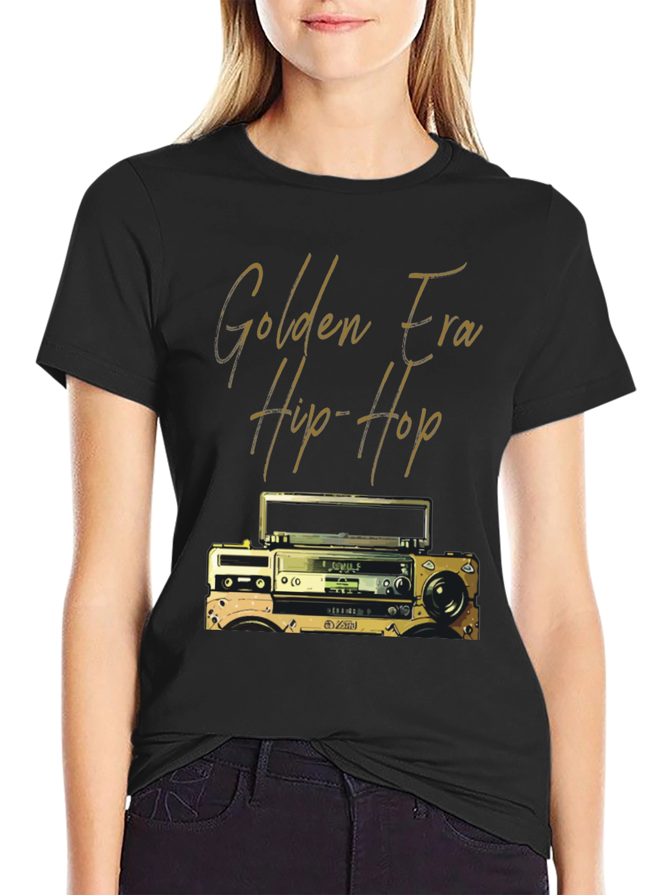 Golden Era Hip Hop T-Shirt - Retro Boombox Design