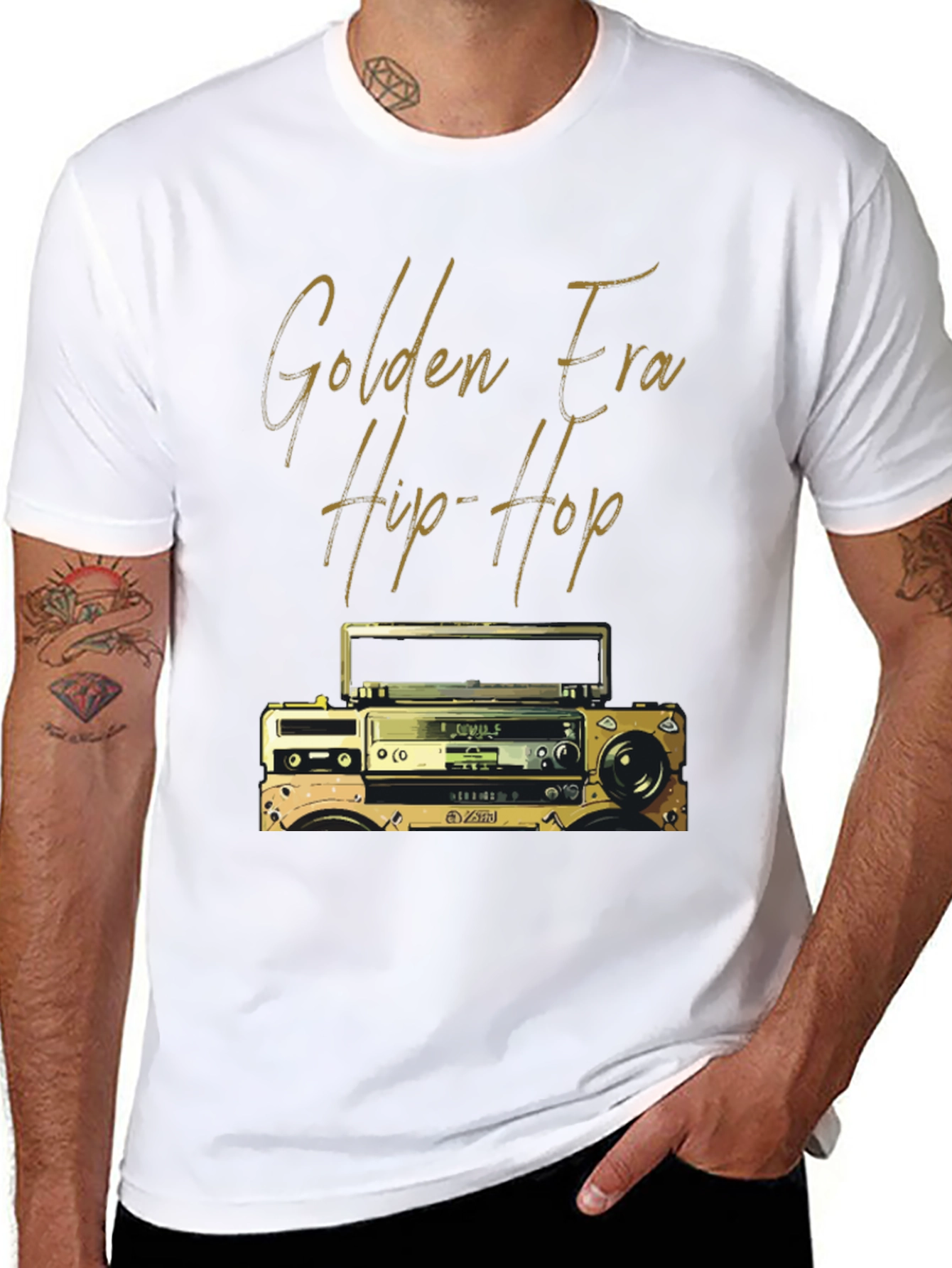 Golden Era Hip Hop T-Shirt - Retro Boombox Design