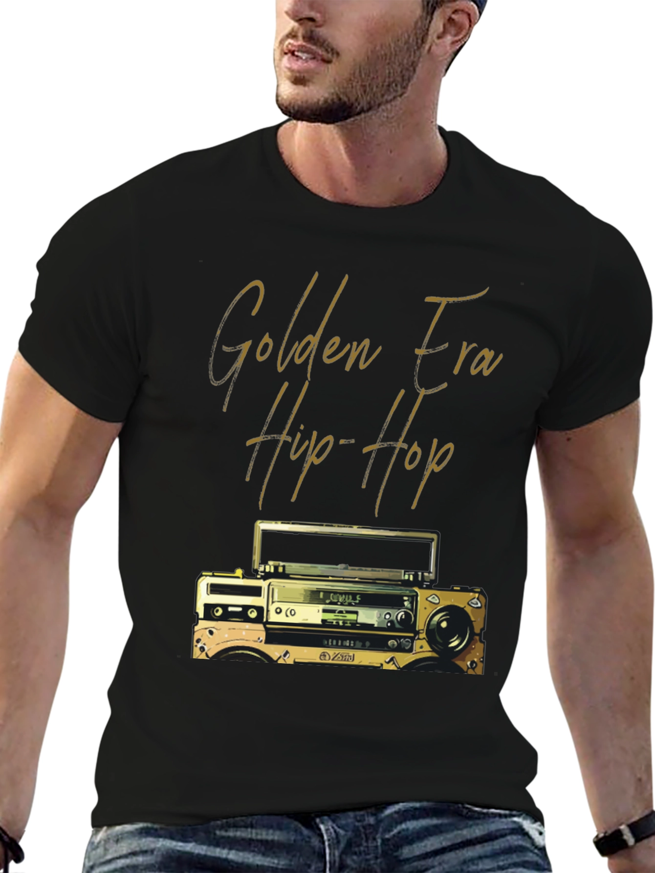 Golden Era Hip Hop T-Shirt - Retro Boombox Design