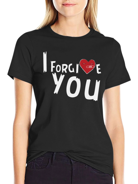 I Forgive You Heart Graphic Tee - Black Cotton Blend