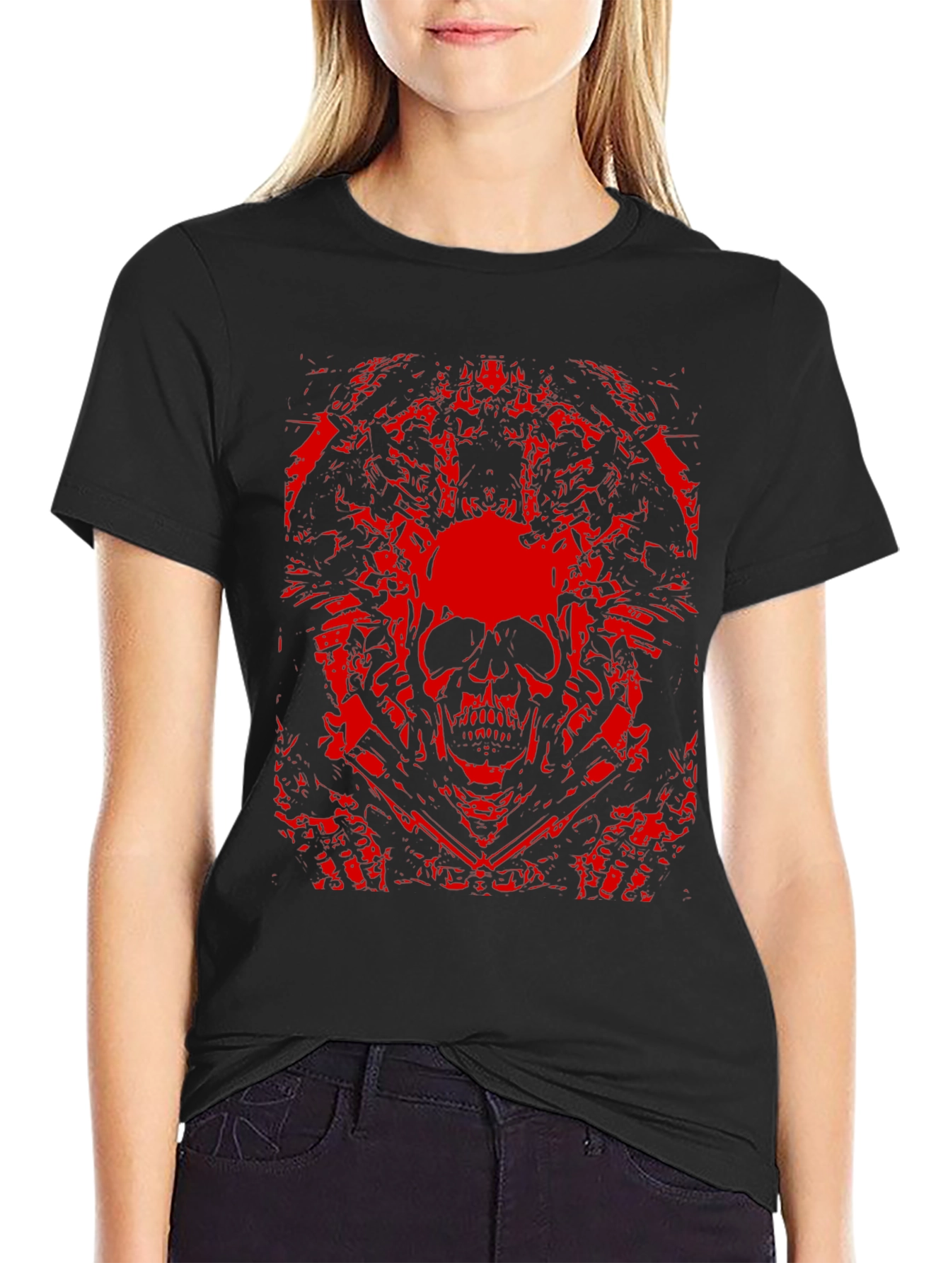 Edgy Skull Graphic Black T-Shirt