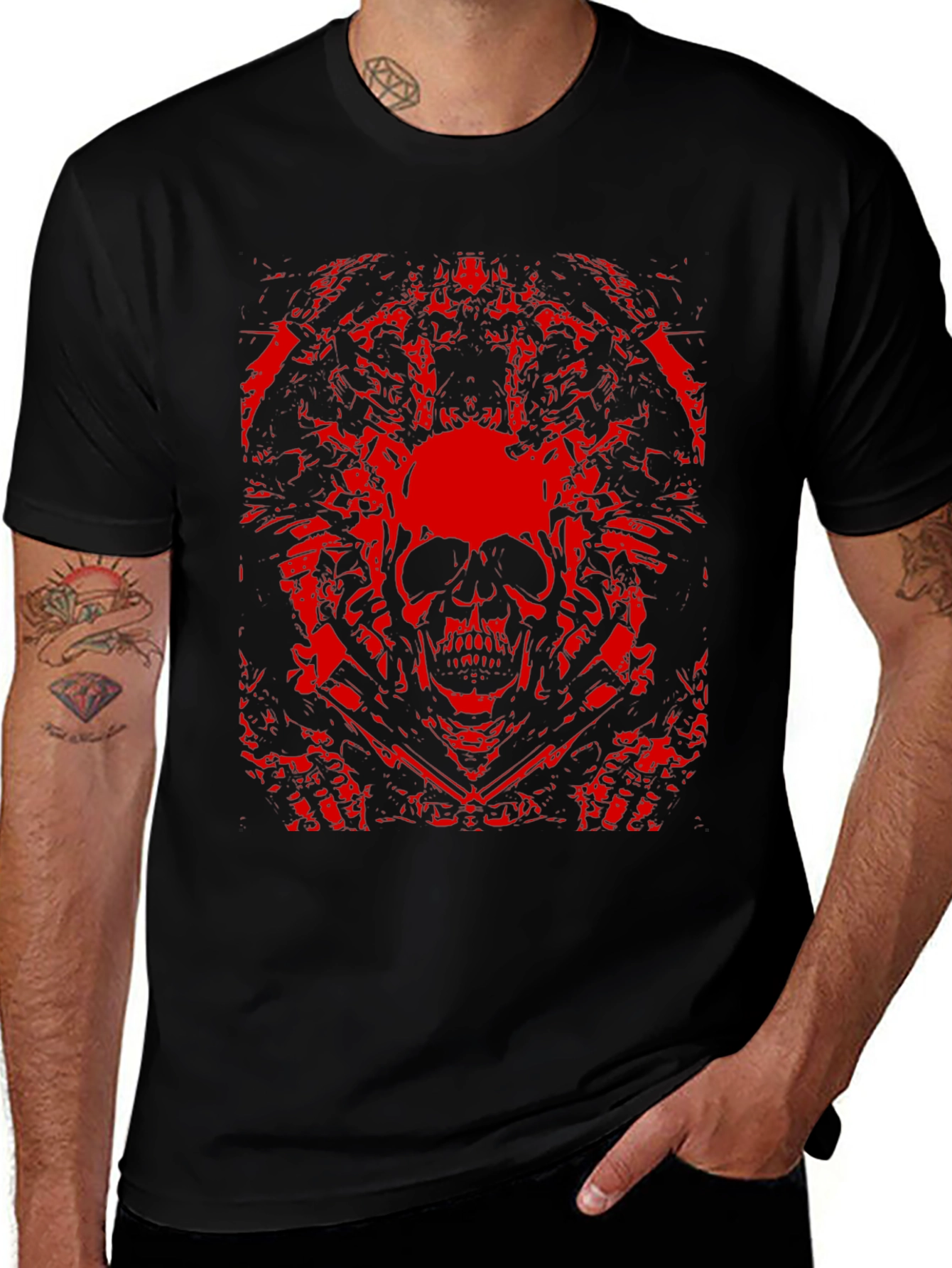 Edgy Skull Graphic Black T-Shirt