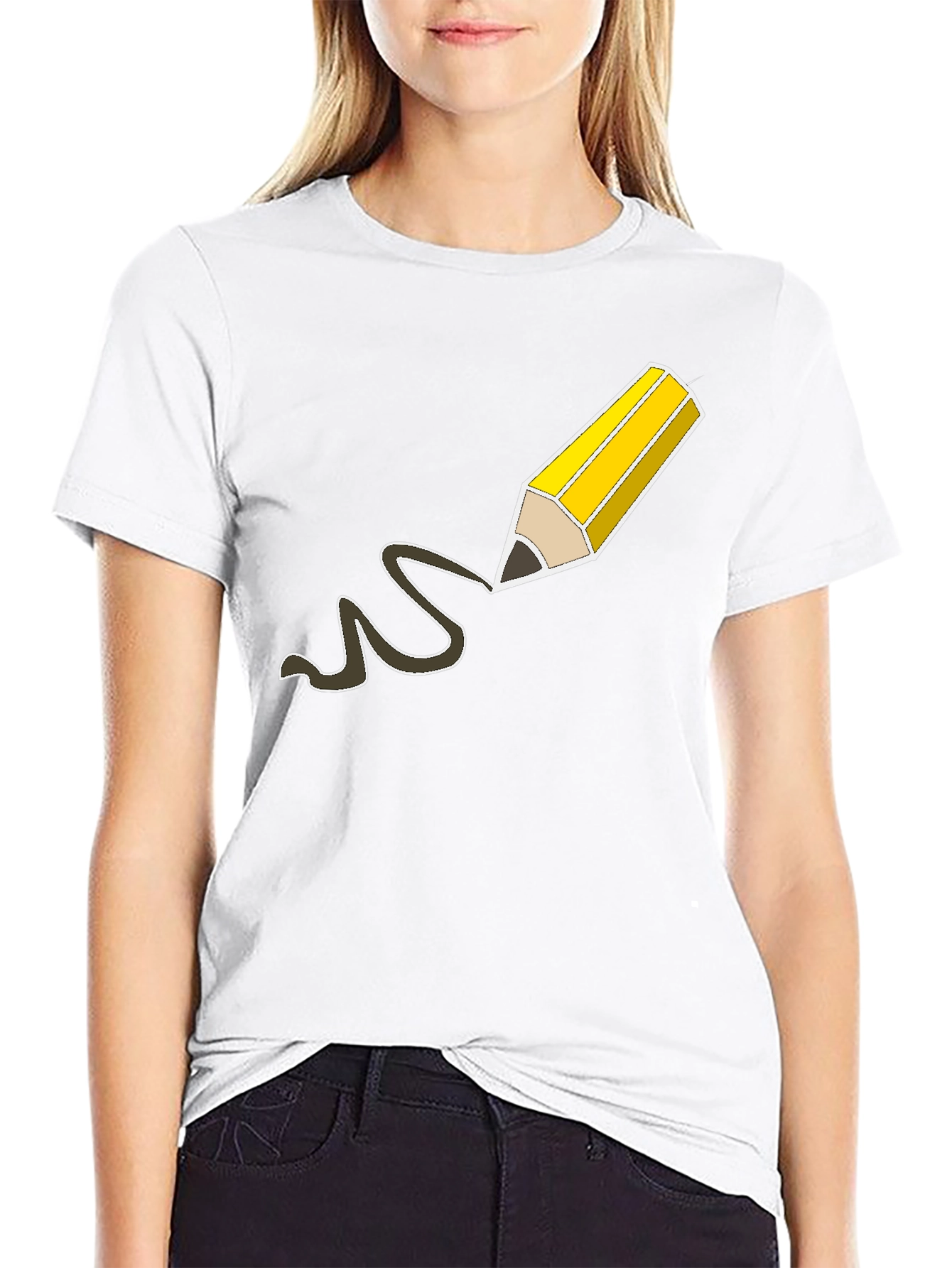 Pencil Drawing Graphic Tee - Black