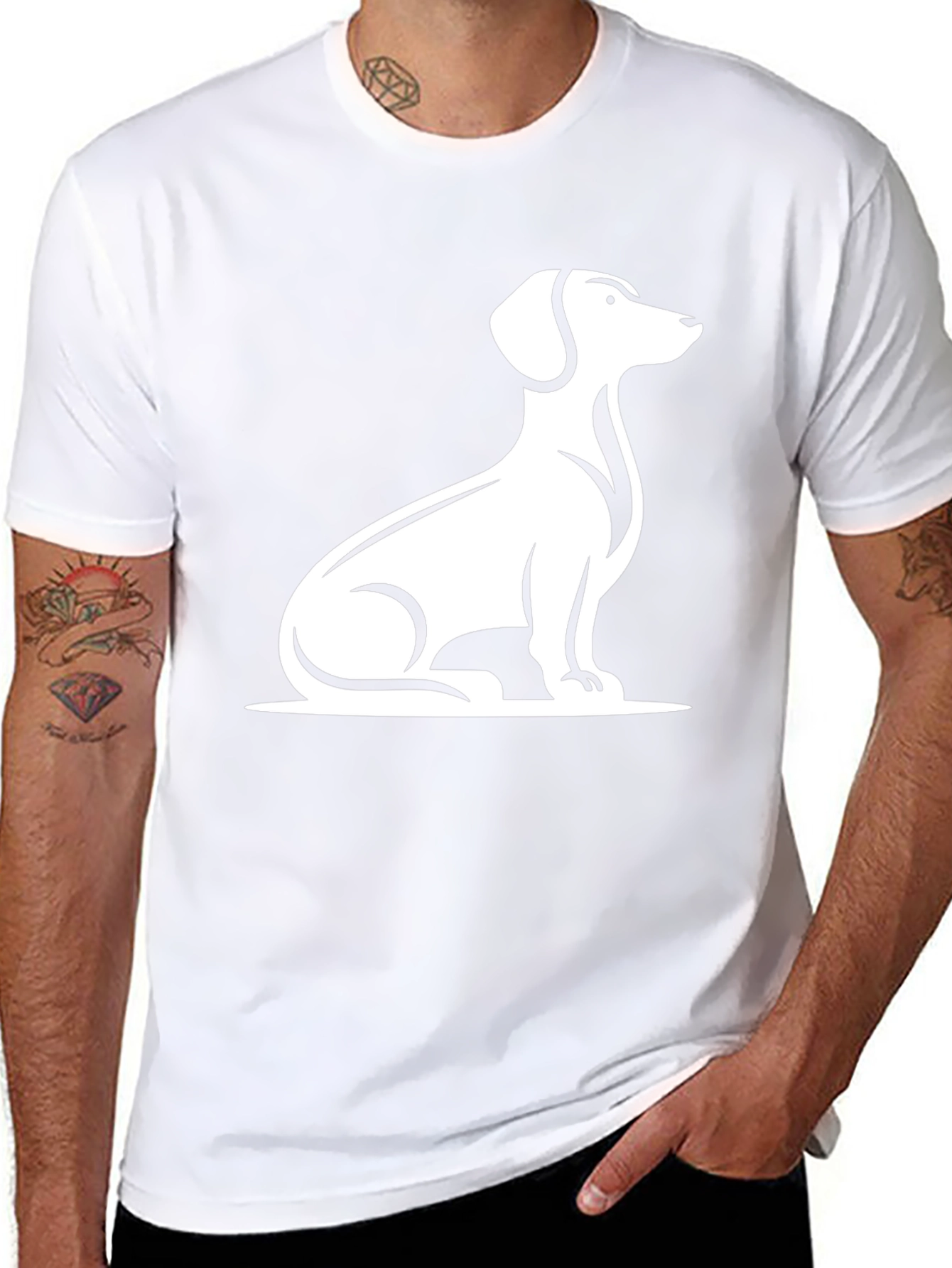 Dachshund Dog Graphic Tee - Black Cotton T-Shirt