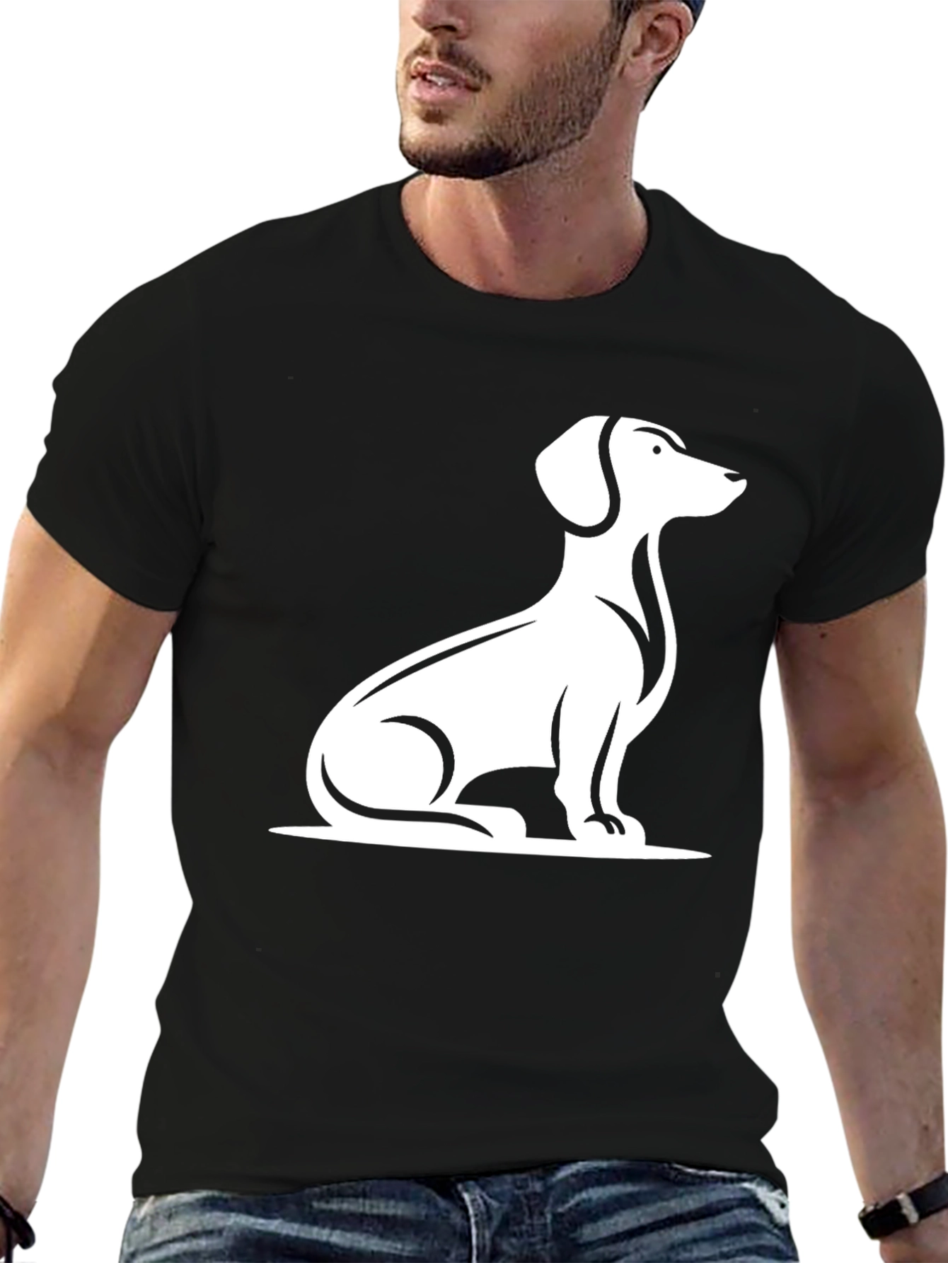 Dachshund Dog Graphic Tee - Black Cotton T-Shirt