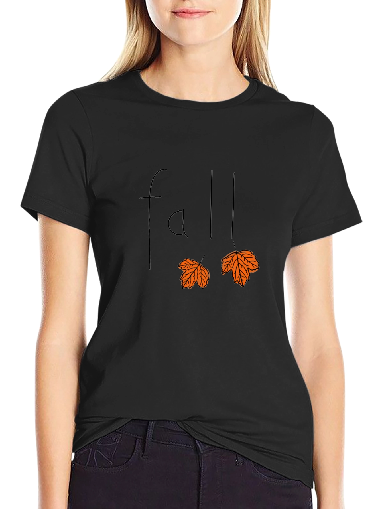Fall Leaves Graphic Tee - Black