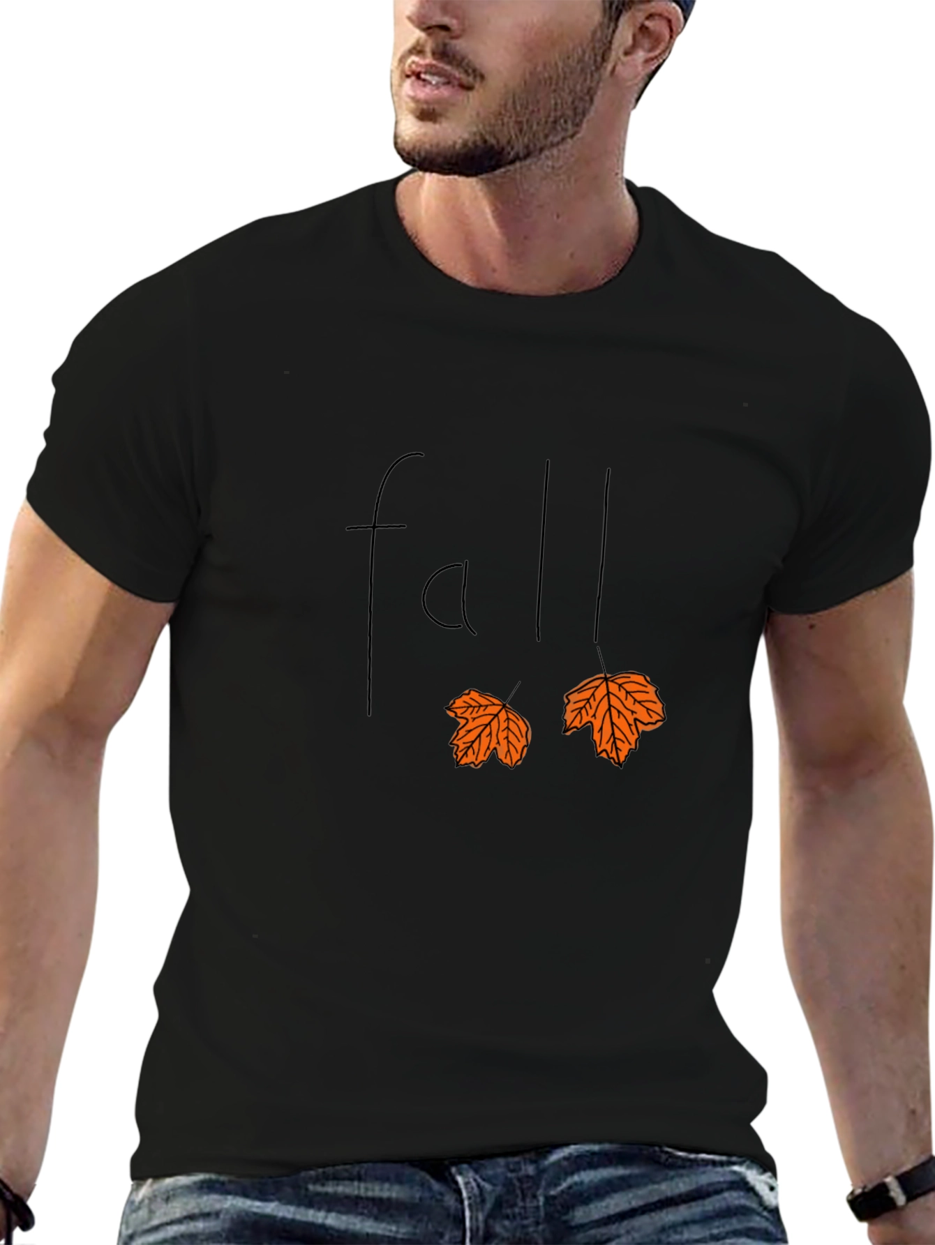 Fall Leaves Graphic Tee - Black