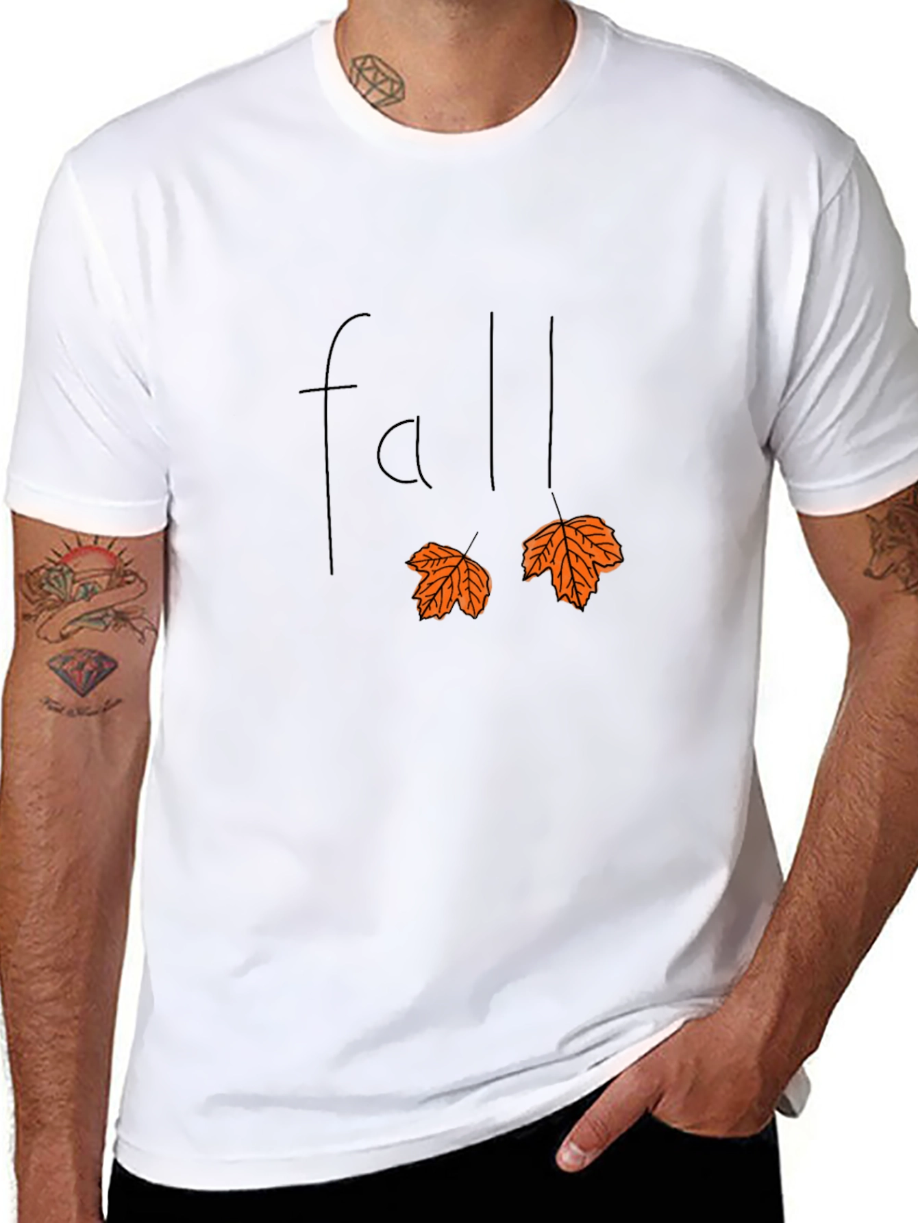Fall Leaves Graphic Tee - Black