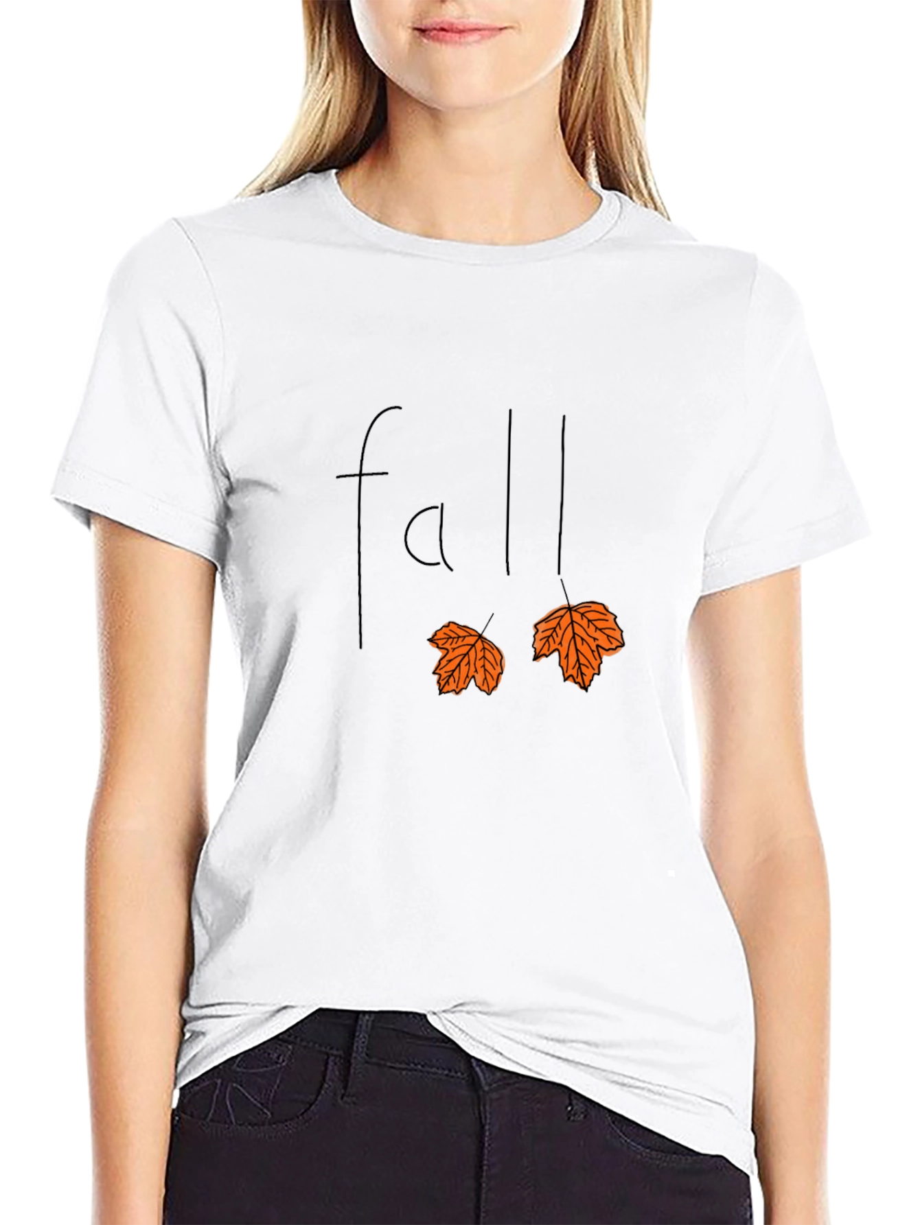 Fall Leaves Graphic Tee - Black