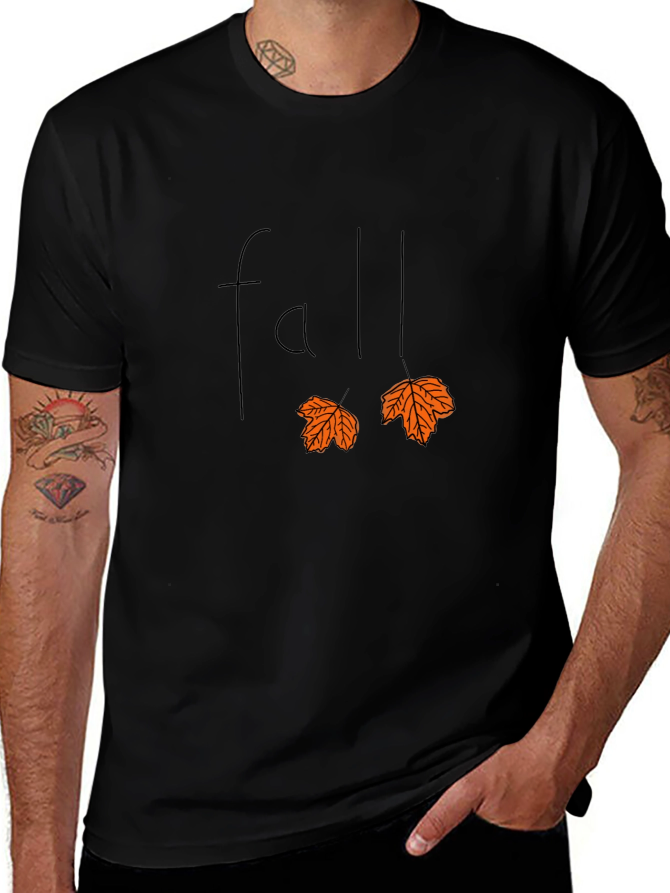 Fall Leaves Graphic Tee - Black