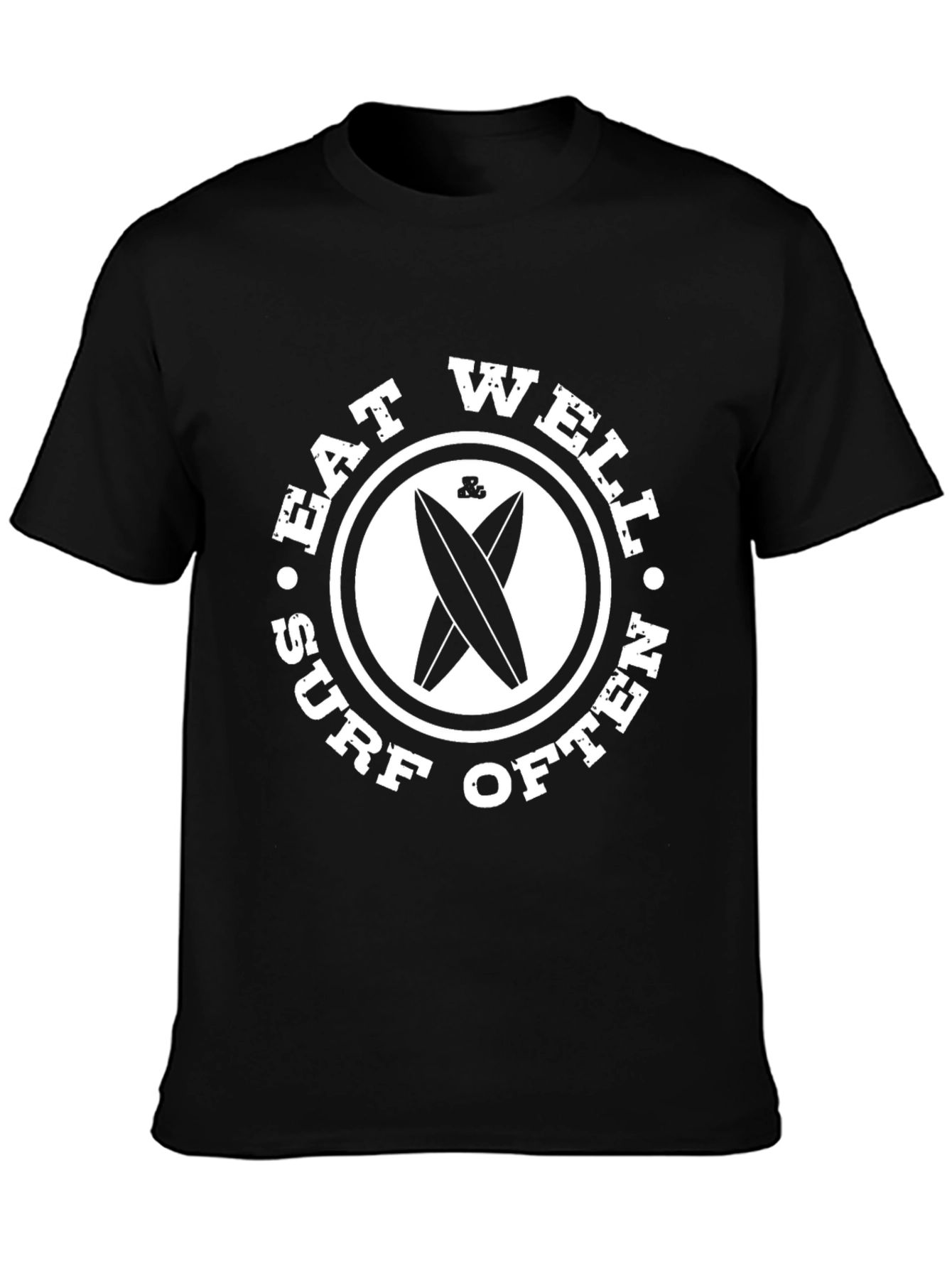 Eat Well Surf Often Black T-Shirt