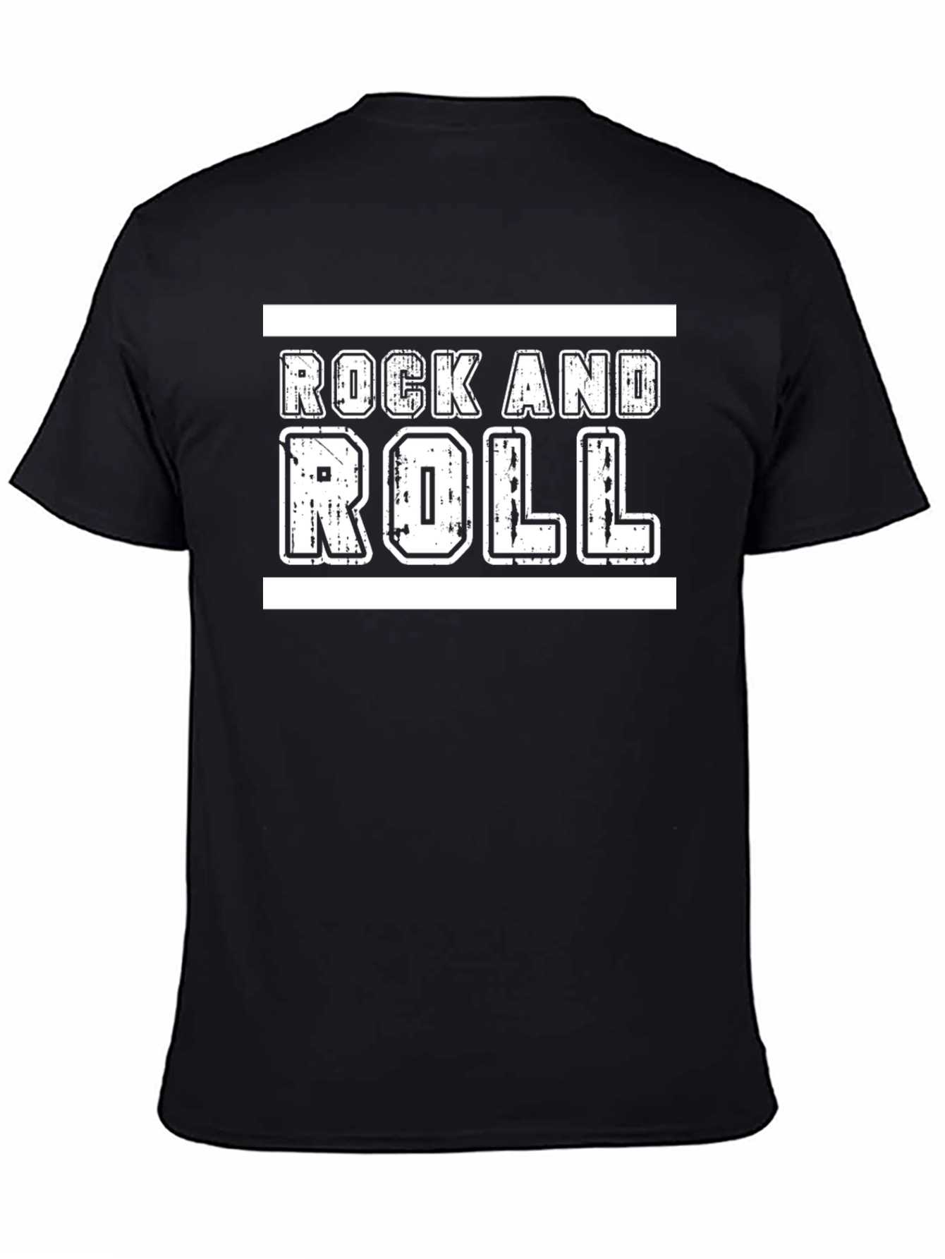 Rock and Roll Graphic Tee - Black Cotton T-Shirt