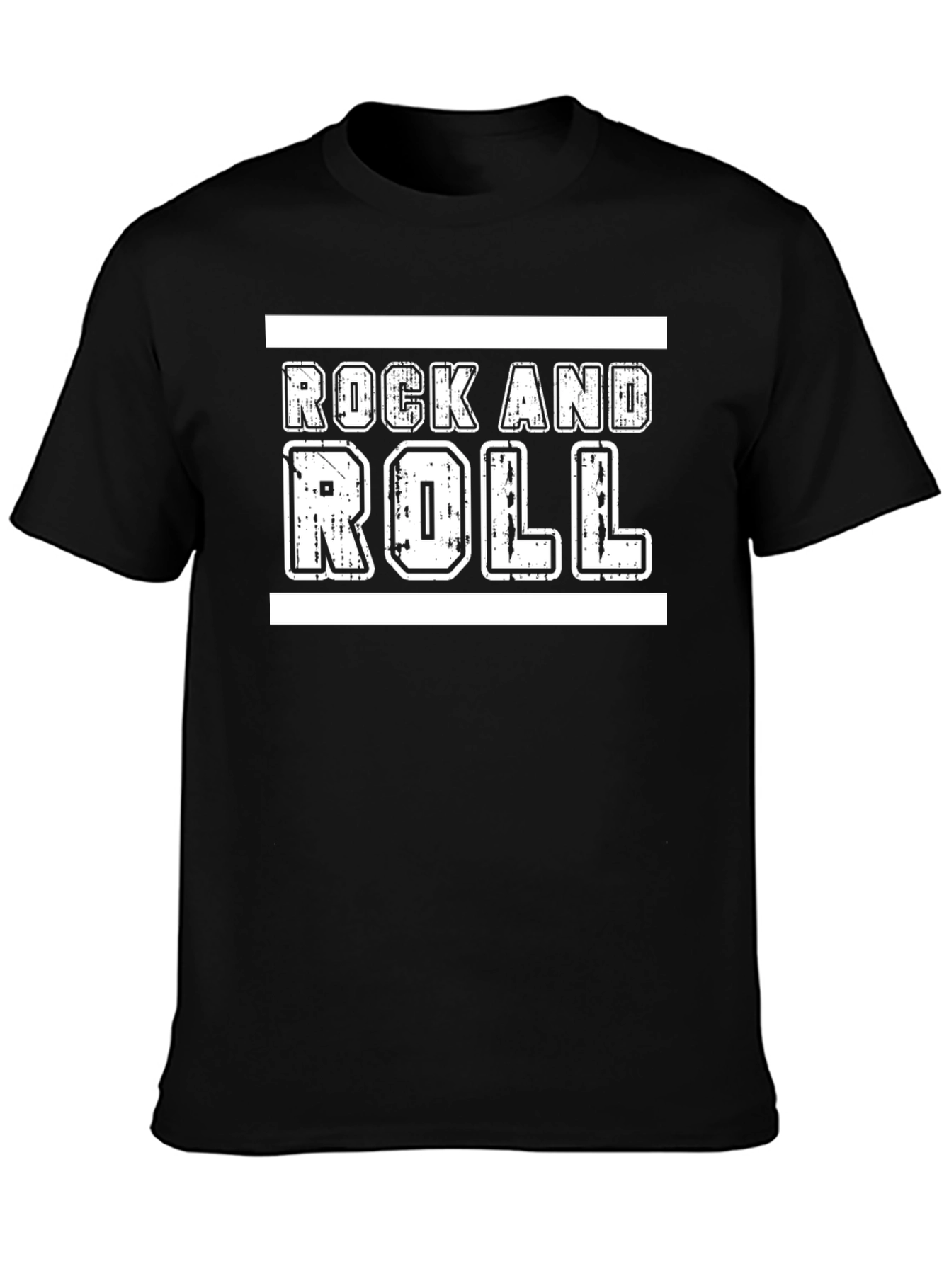Rock and Roll Graphic Tee - Black Cotton T-Shirt