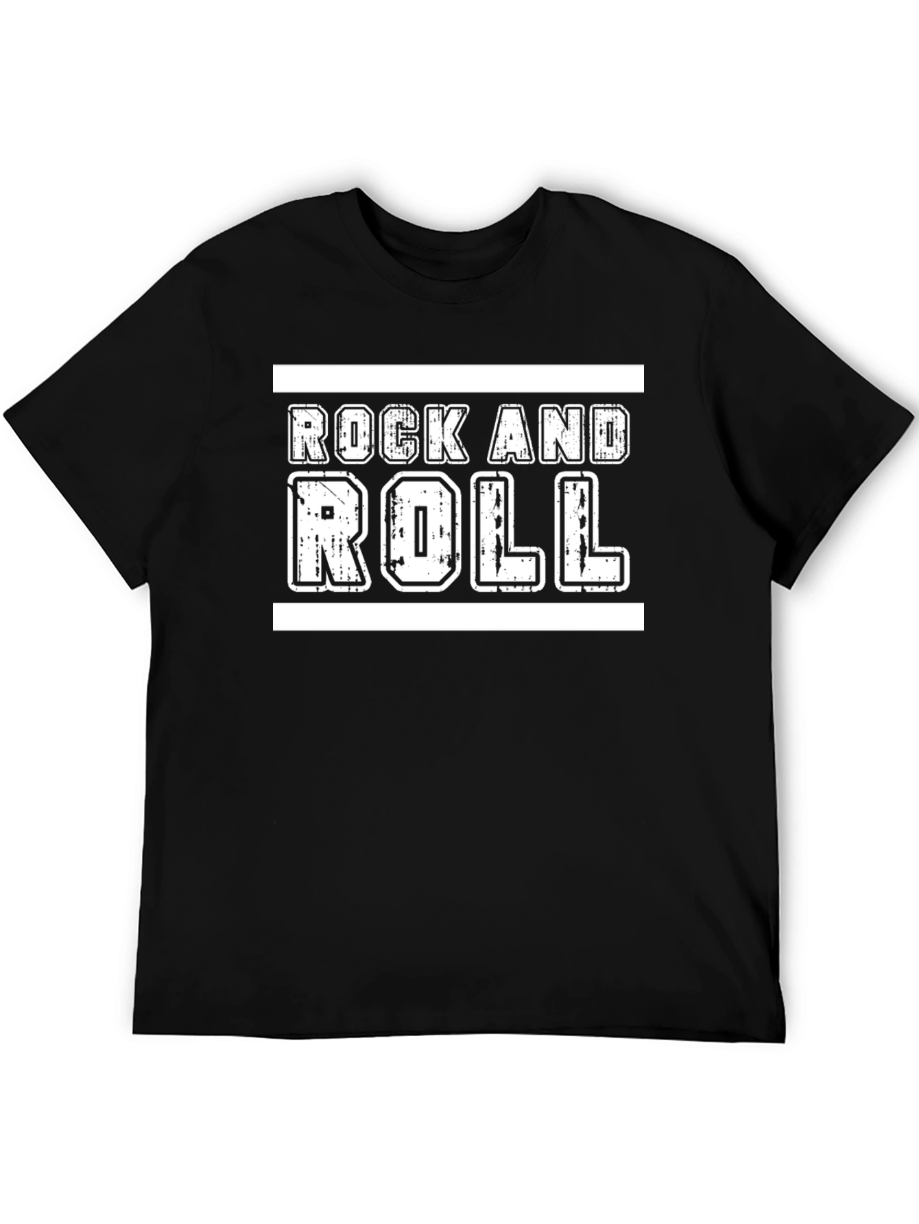Rock and Roll Graphic Tee - Black Cotton T-Shirt