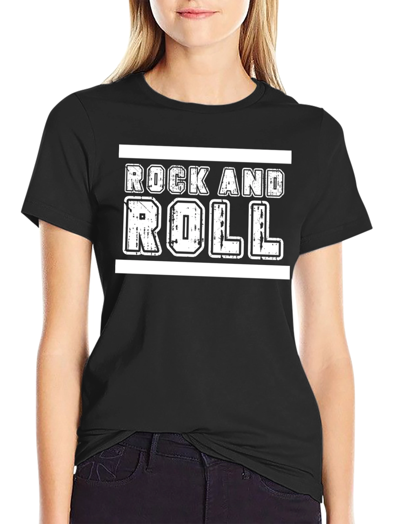 Rock and Roll Graphic Tee - Black Cotton T-Shirt
