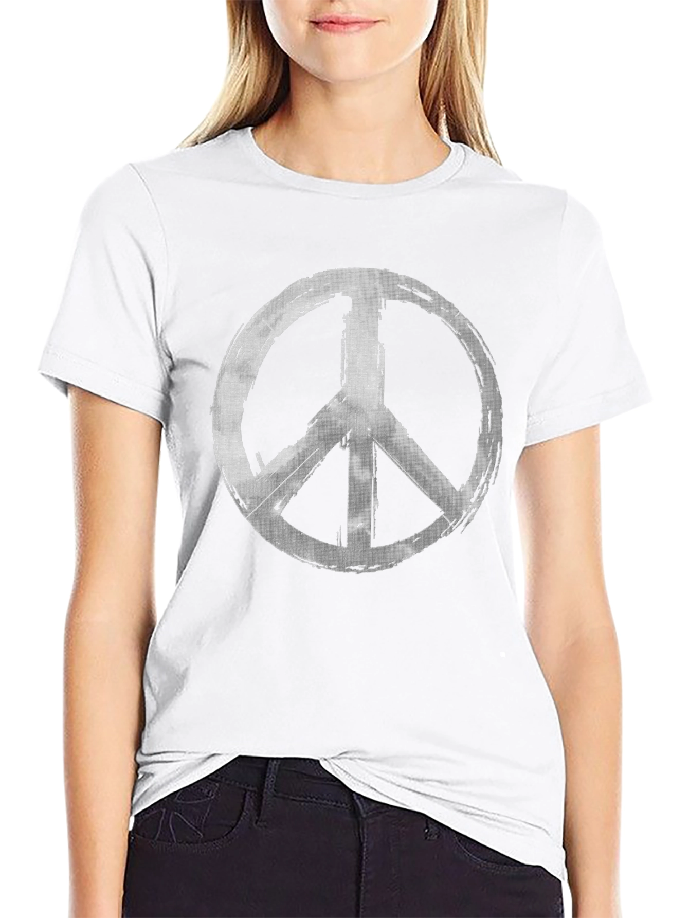 Peace Sign Graphic Tee - Grunge Style Black T-Shirt