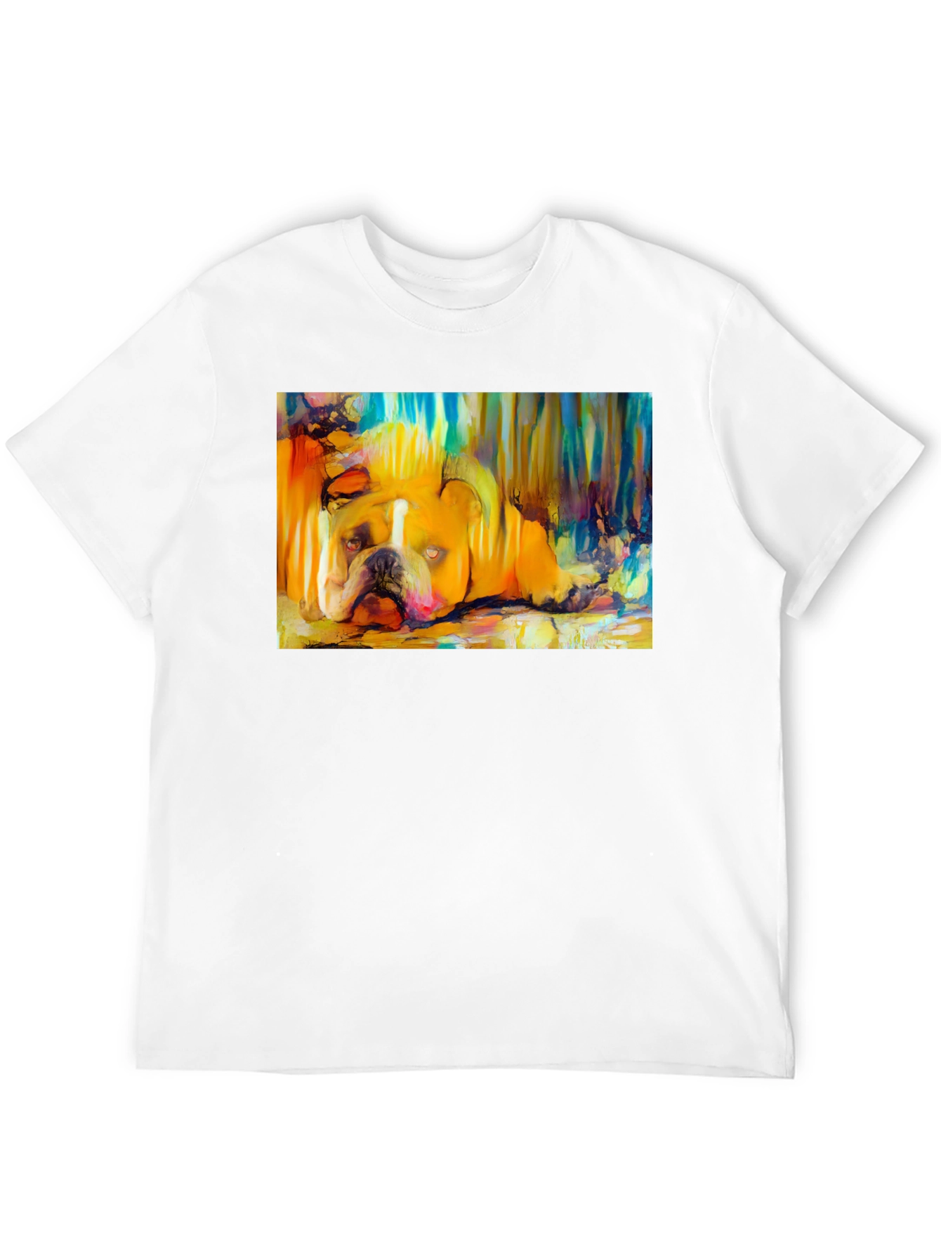 Bulldog Art Print Black T-Shirt