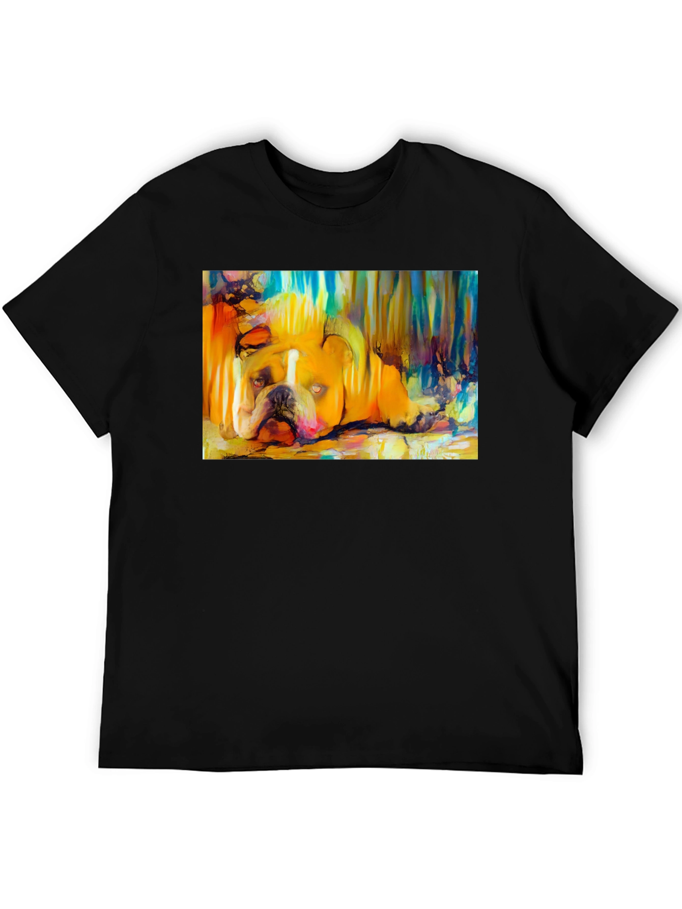 Bulldog Art Print Black T-Shirt