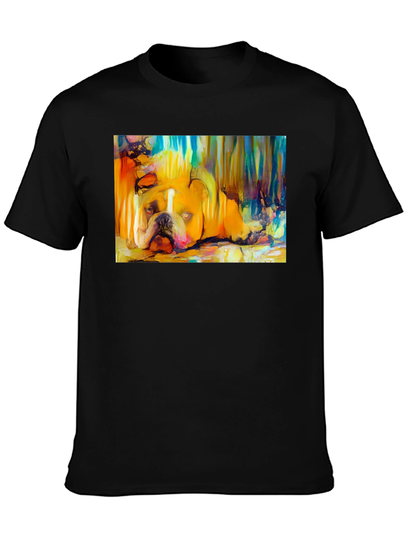 Bulldog Art Print Black T-Shirt