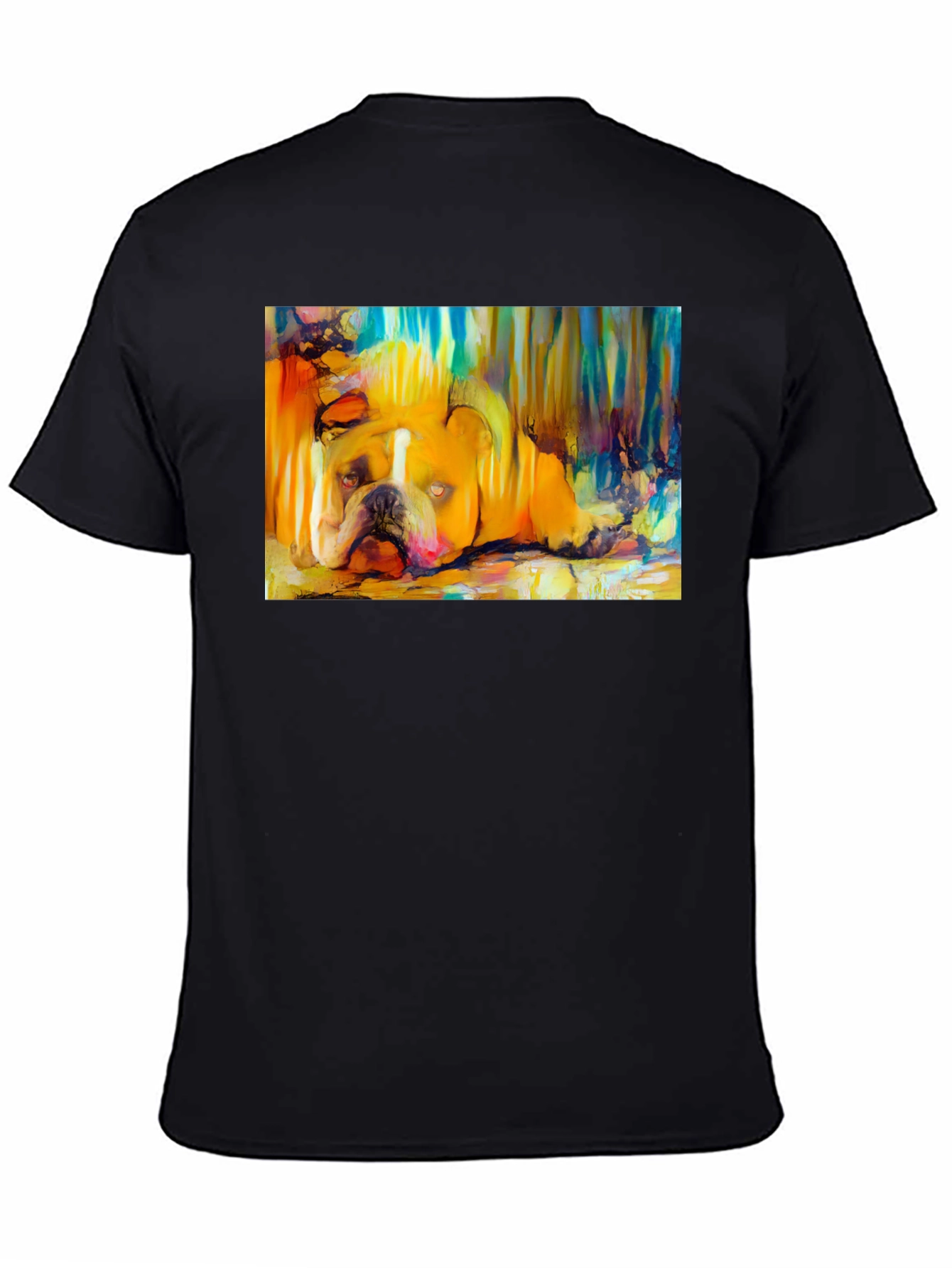 Bulldog Art Print Black T-Shirt