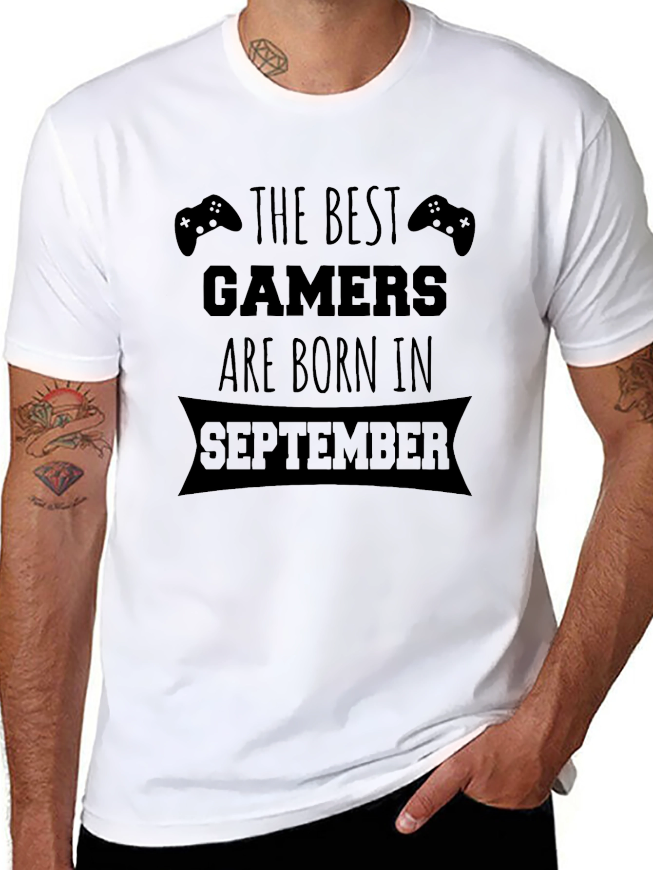 Best Gamers are Born in September Black T-Shirt