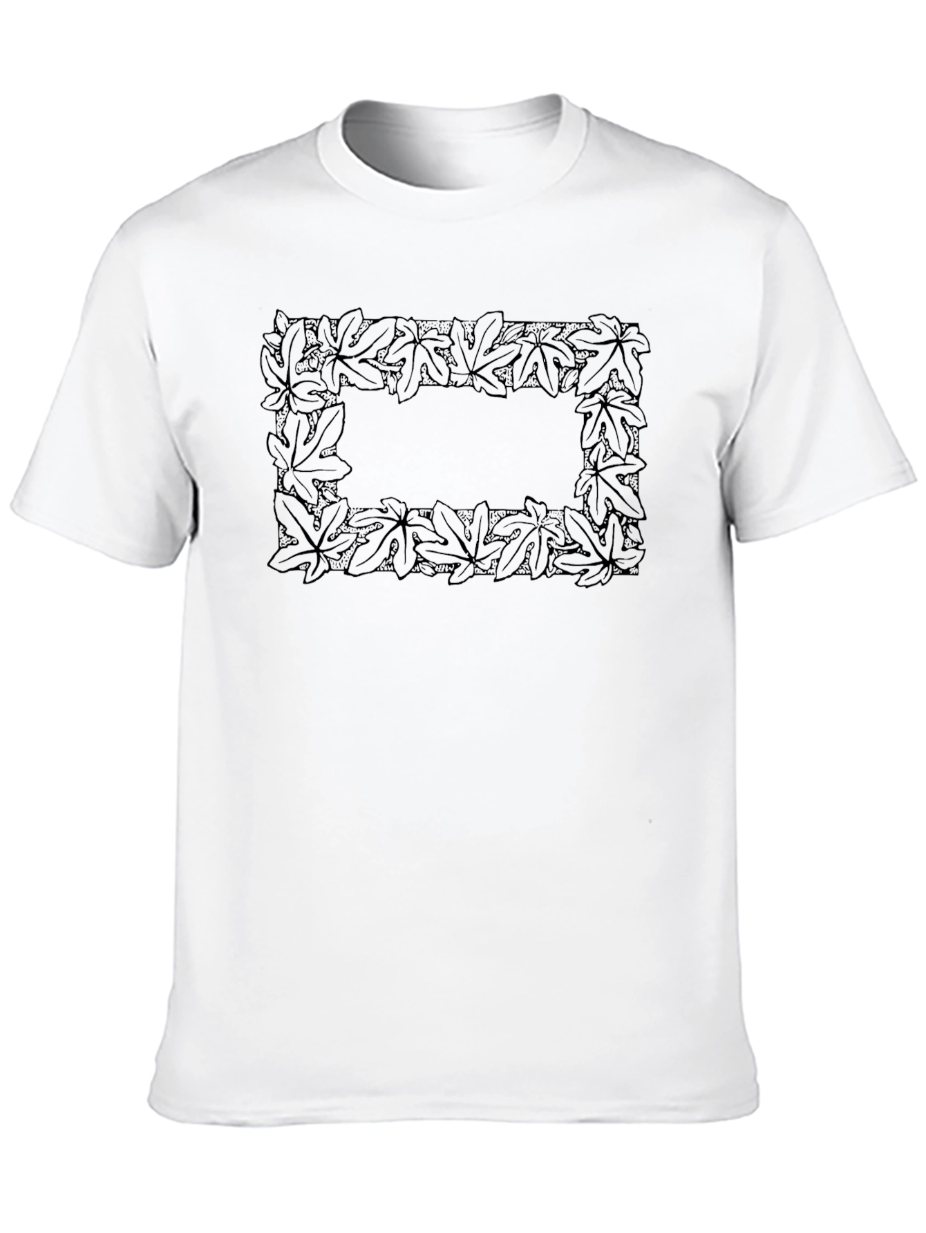 Leaf Border Graphic Black T-Shirt
