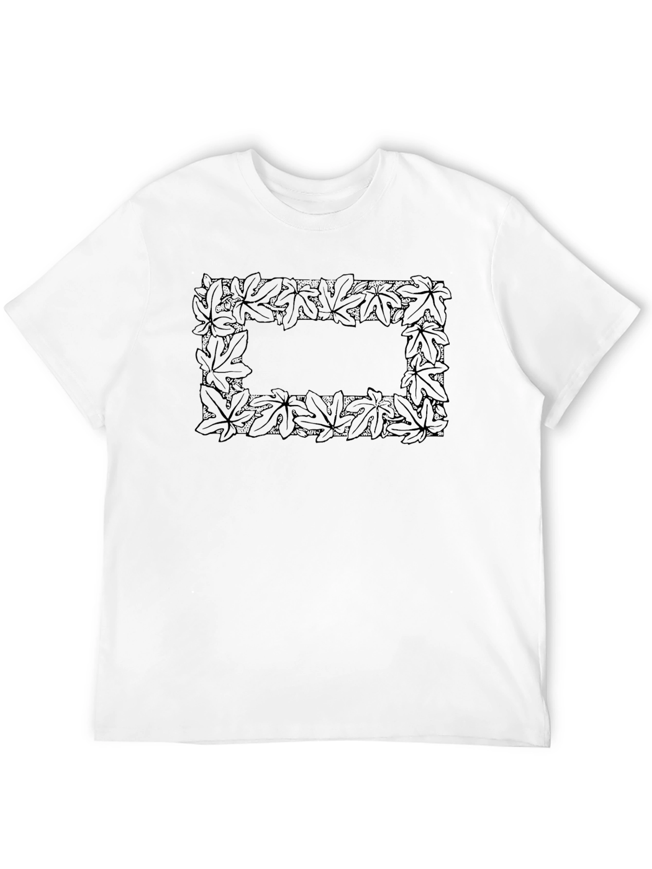 Leaf Border Graphic Black T-Shirt