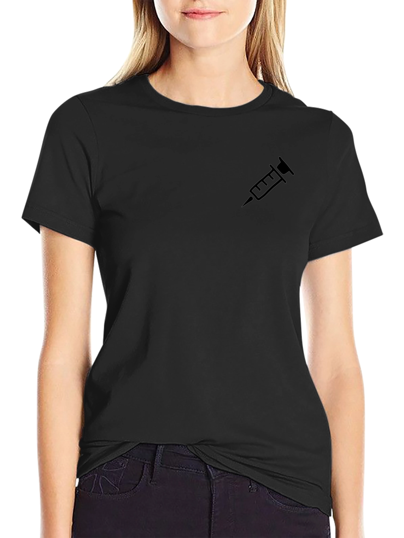 Black T-Shirt with Syringe Graphic - Classic Fit